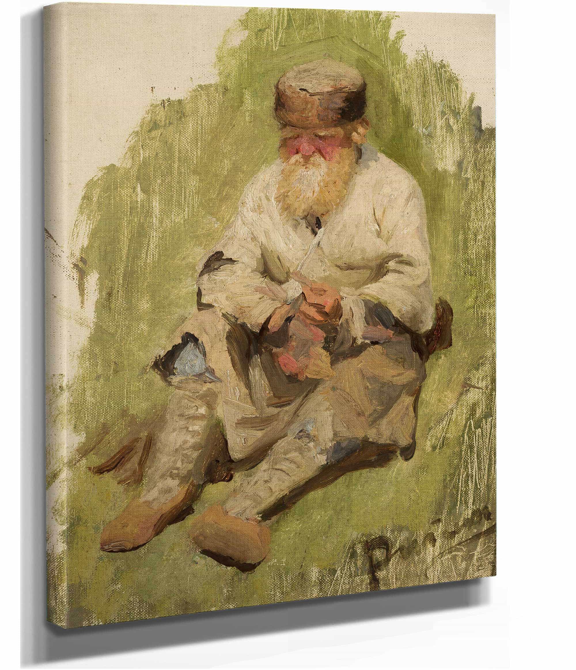 Study Of A Peasant On The Grass by Ilya Efimovich Repin - Image 2