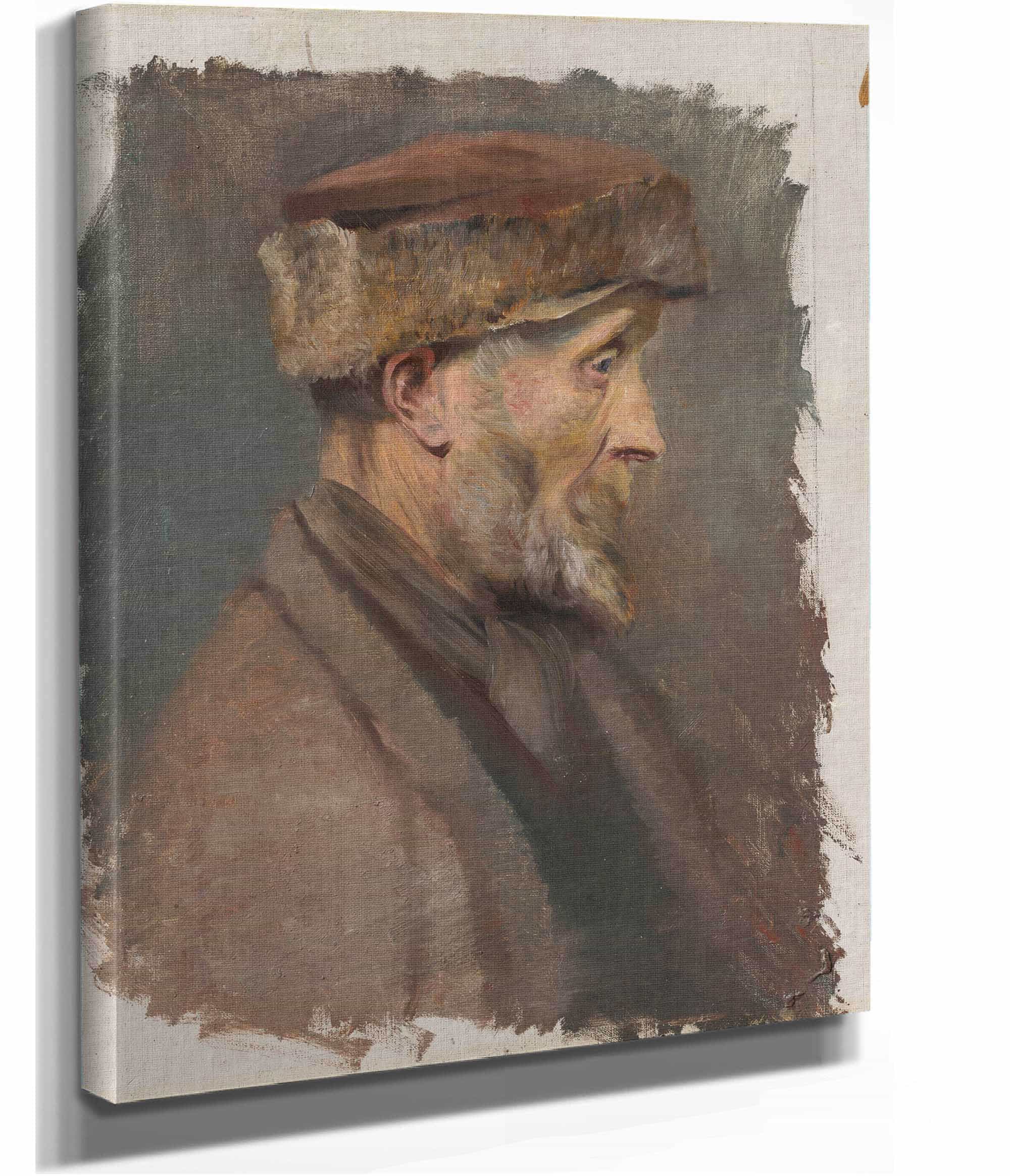 Study Of A Poor Old Man In A Fur Cap   by Ladislav Mednyanszky - Image 2