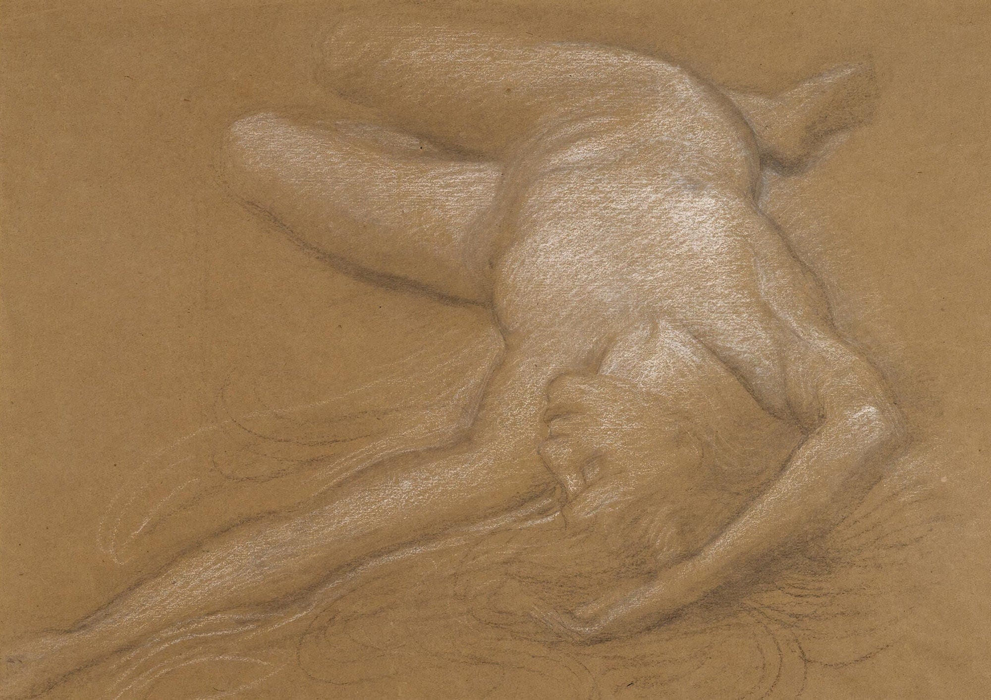 Study Of A Reclining Nude Girl For The Cave Of The Storm Nymphs by Edward John Poynter - Image 2