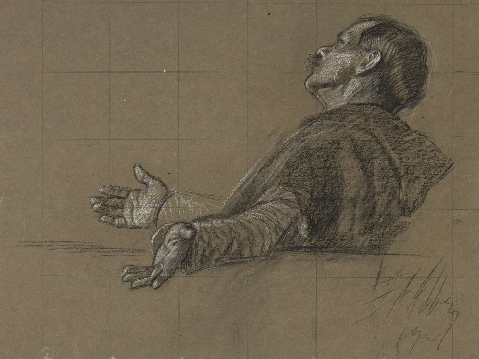 Study Of A Robed Figure For The Quest Of The Holy by Edwin Austin Abbey - Image 2