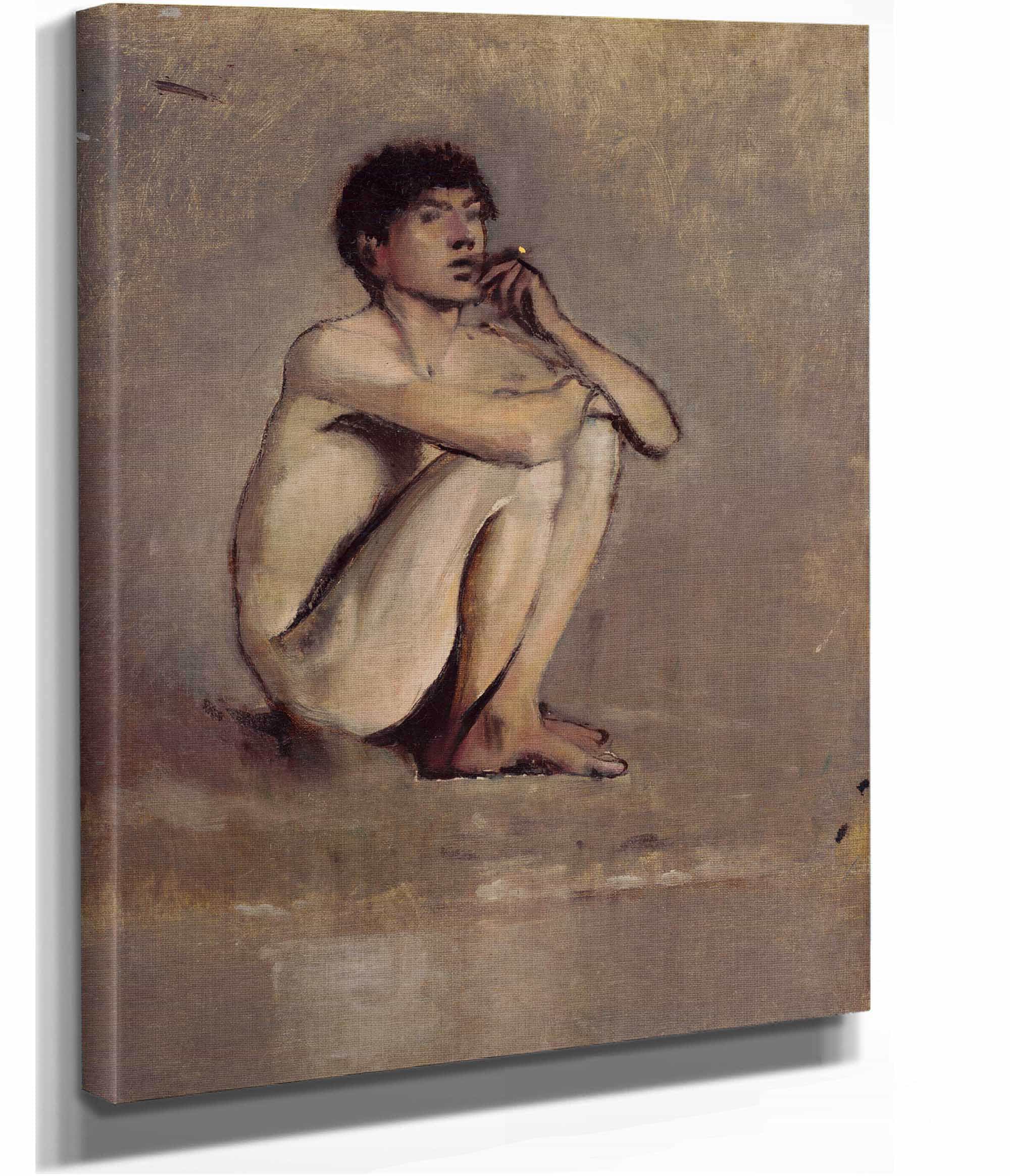 Study Of A Seated Nude Of A Young Man by Ladislav Mednyanszky - Image 2