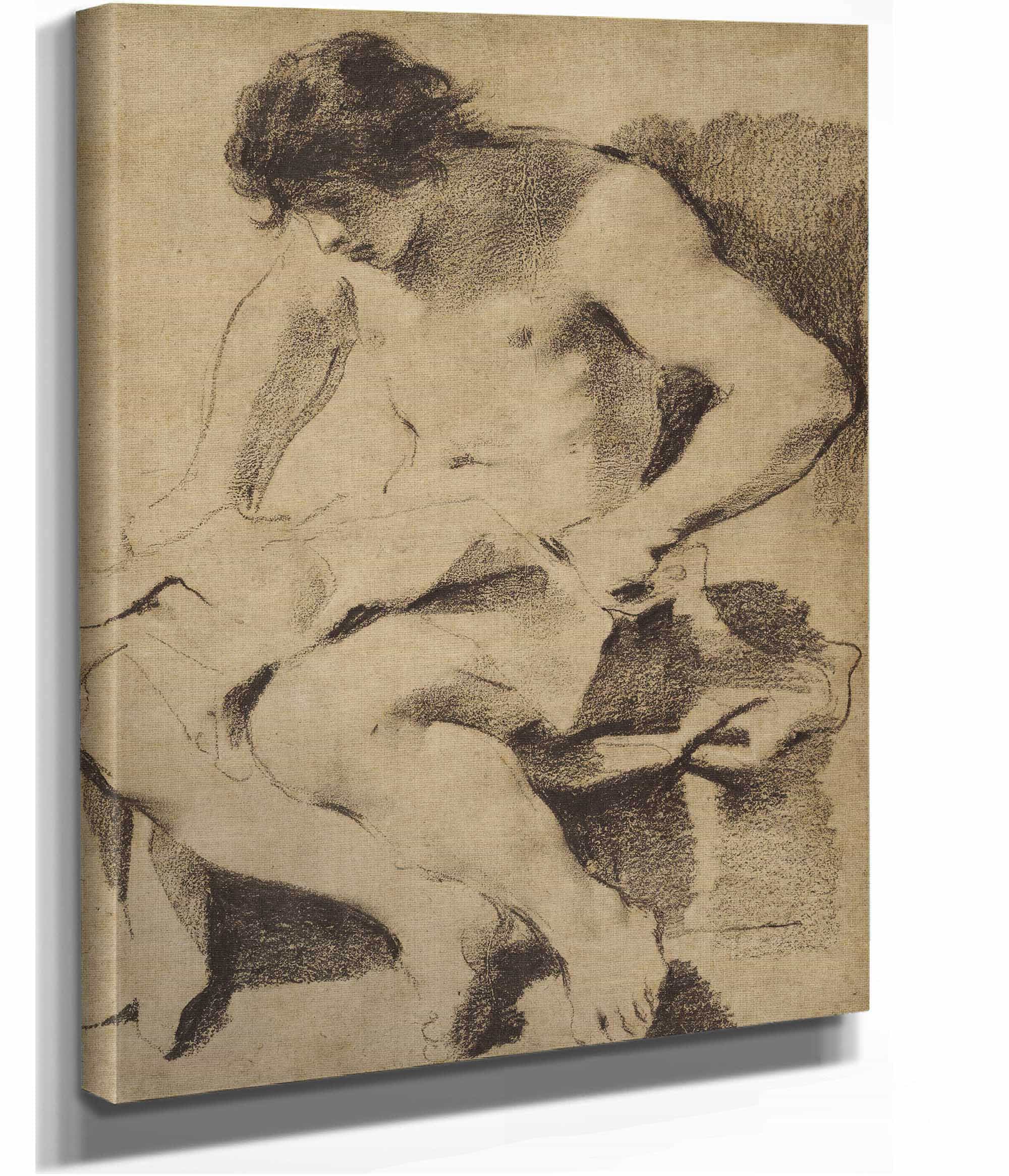 Study Of A Seated Young Man by Guercino - Image 2