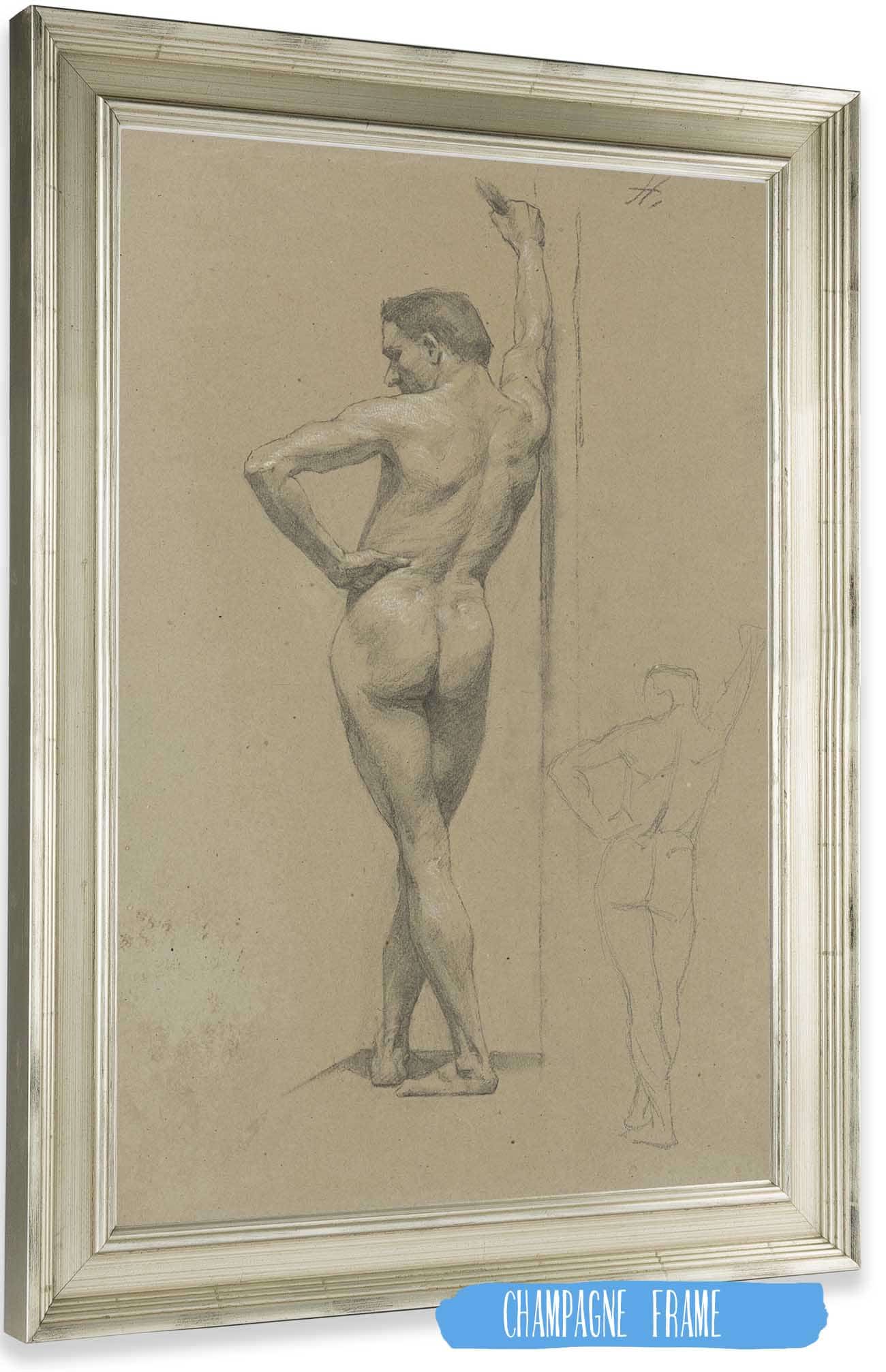 Study Of A Standing Male Nude by Jozef Hanula - Image 2