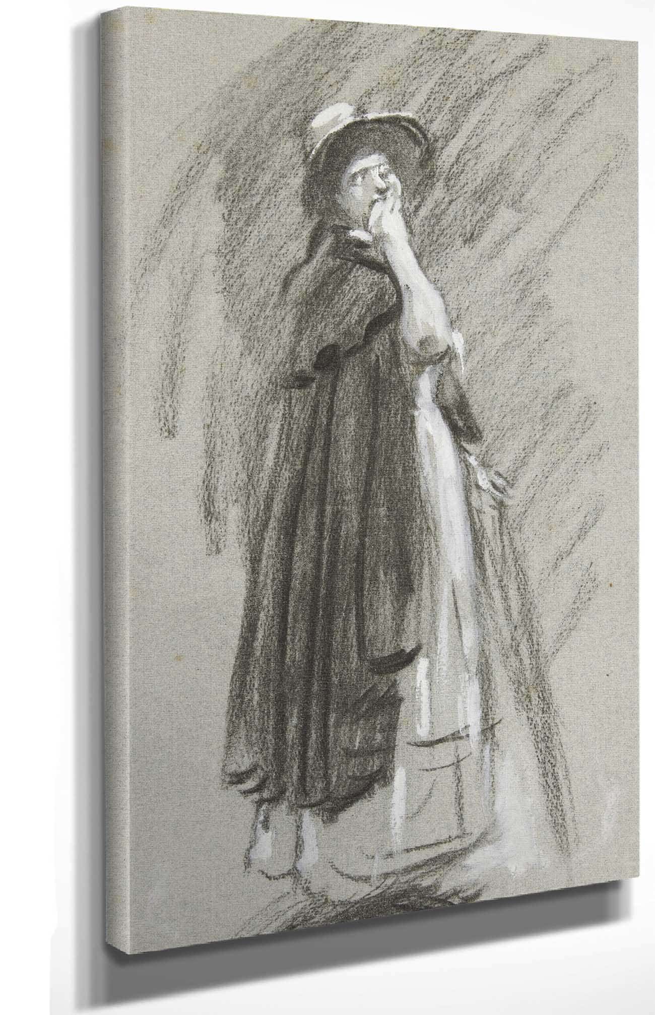 Study Of A Woman In Cloak And Hat by Edwin Austin Abbey - Image 4