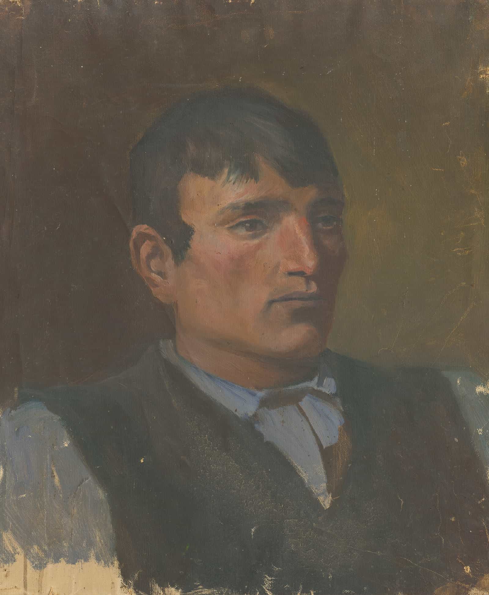 Study Of A Young Man In A Dark Vest by Ladislav Mednyanszky