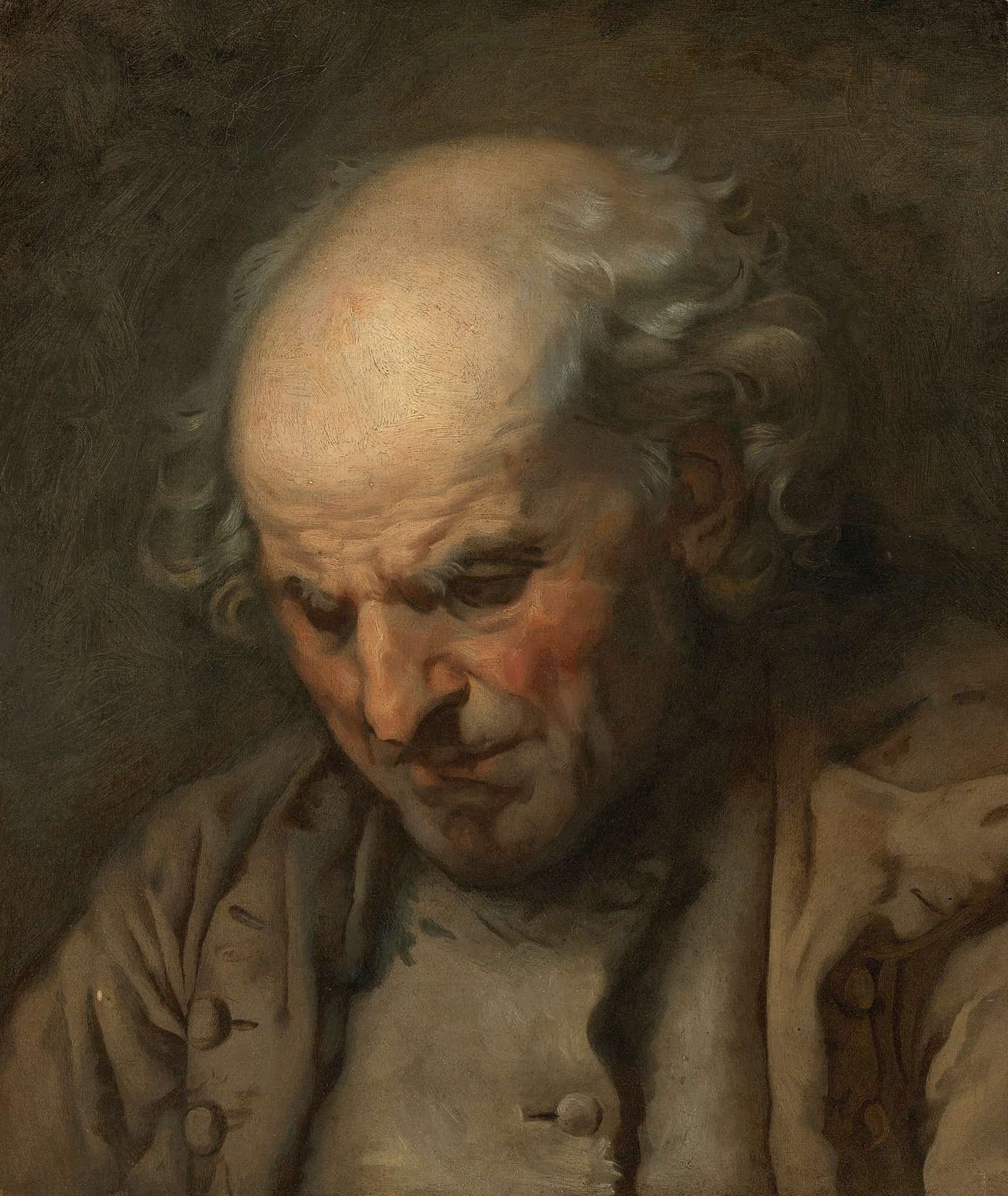 Study Of An Old Man Head And Shoulders by Jean Baptiste Greuze - Image 2