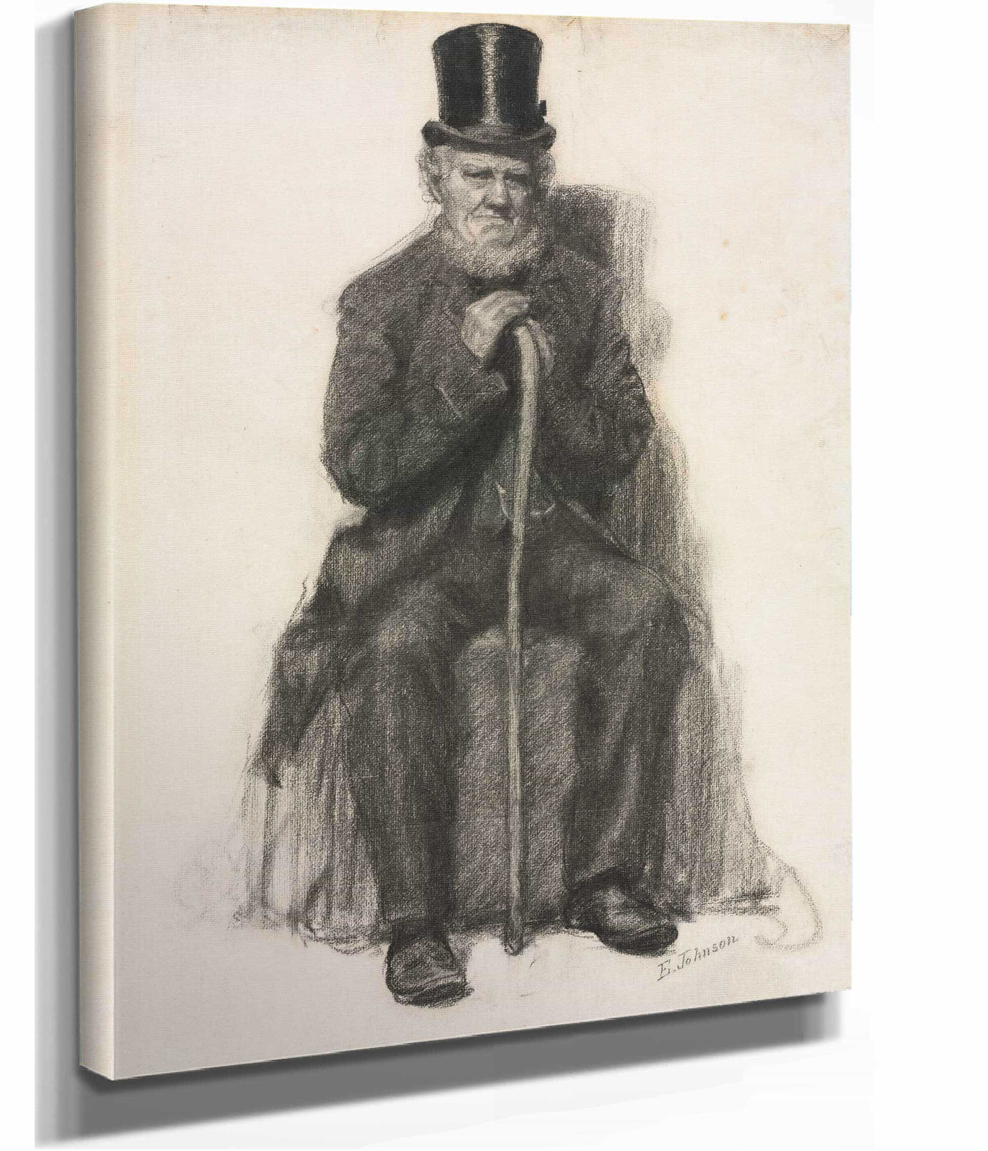 Study Of An Old Man Possibly A Study For Portrait Of Peter Folger by Eastman Johnson - Image 2