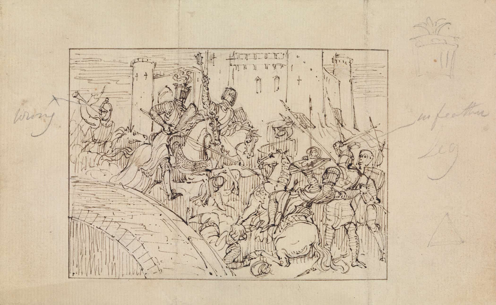 Study Of Armored Knights In Battle With Horses by Robert Smirke - Image 2