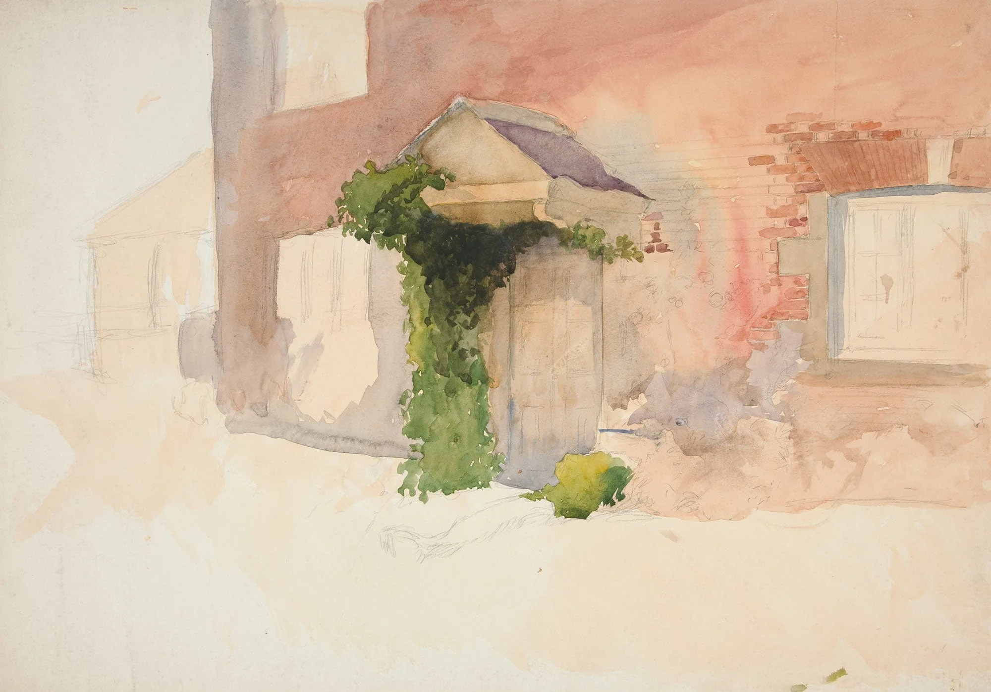 Study Of Exterior Of A Red Brick House by Edwin Austin Abbey - Image 2