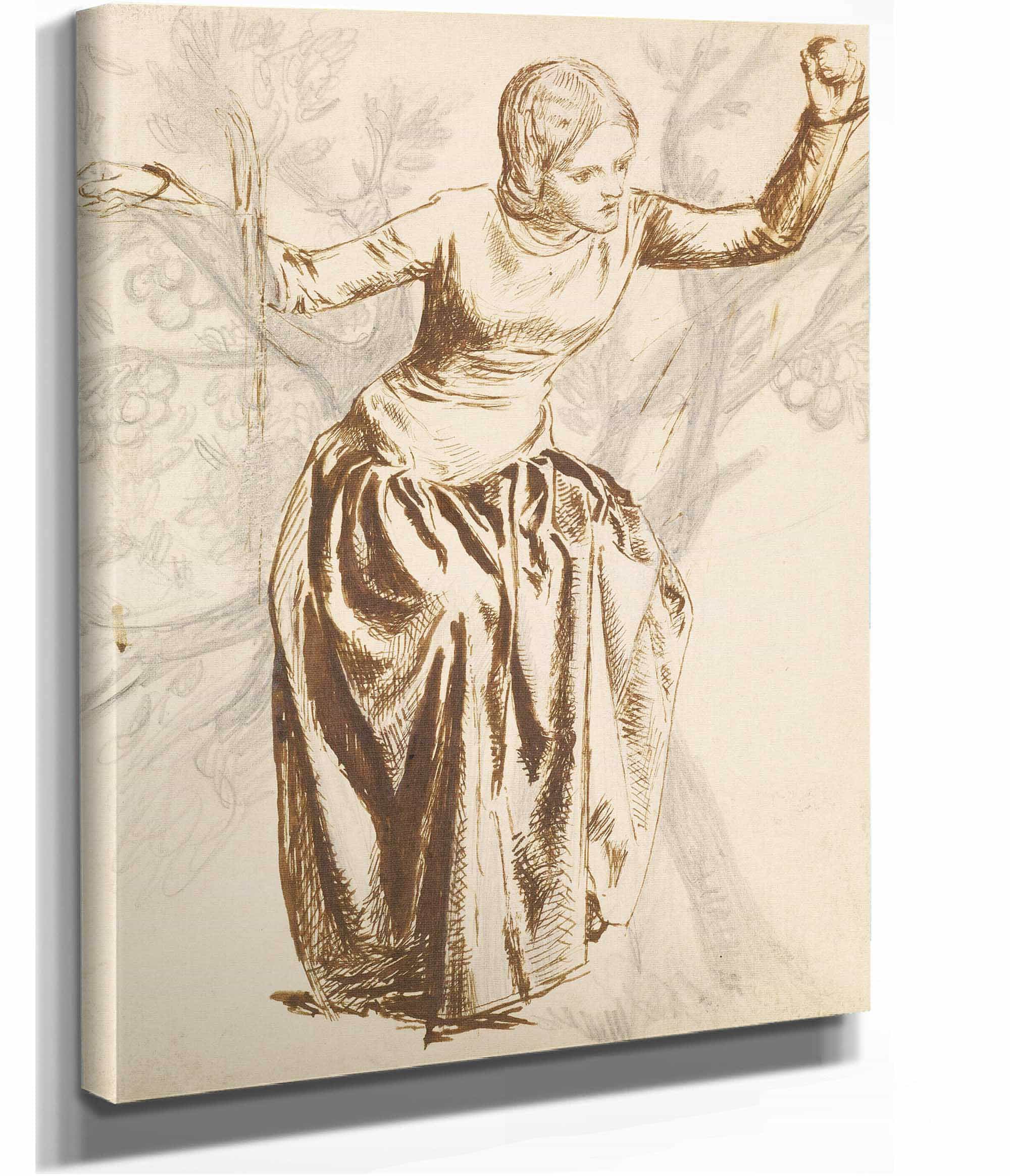 Study Of Guenevere Seated In Apple Tree by Dante Gabriel Rossetti - Image 2