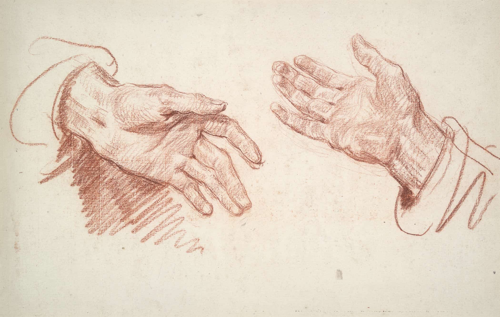 Study Of Hands by Jean Baptiste Greuze - Image 2
