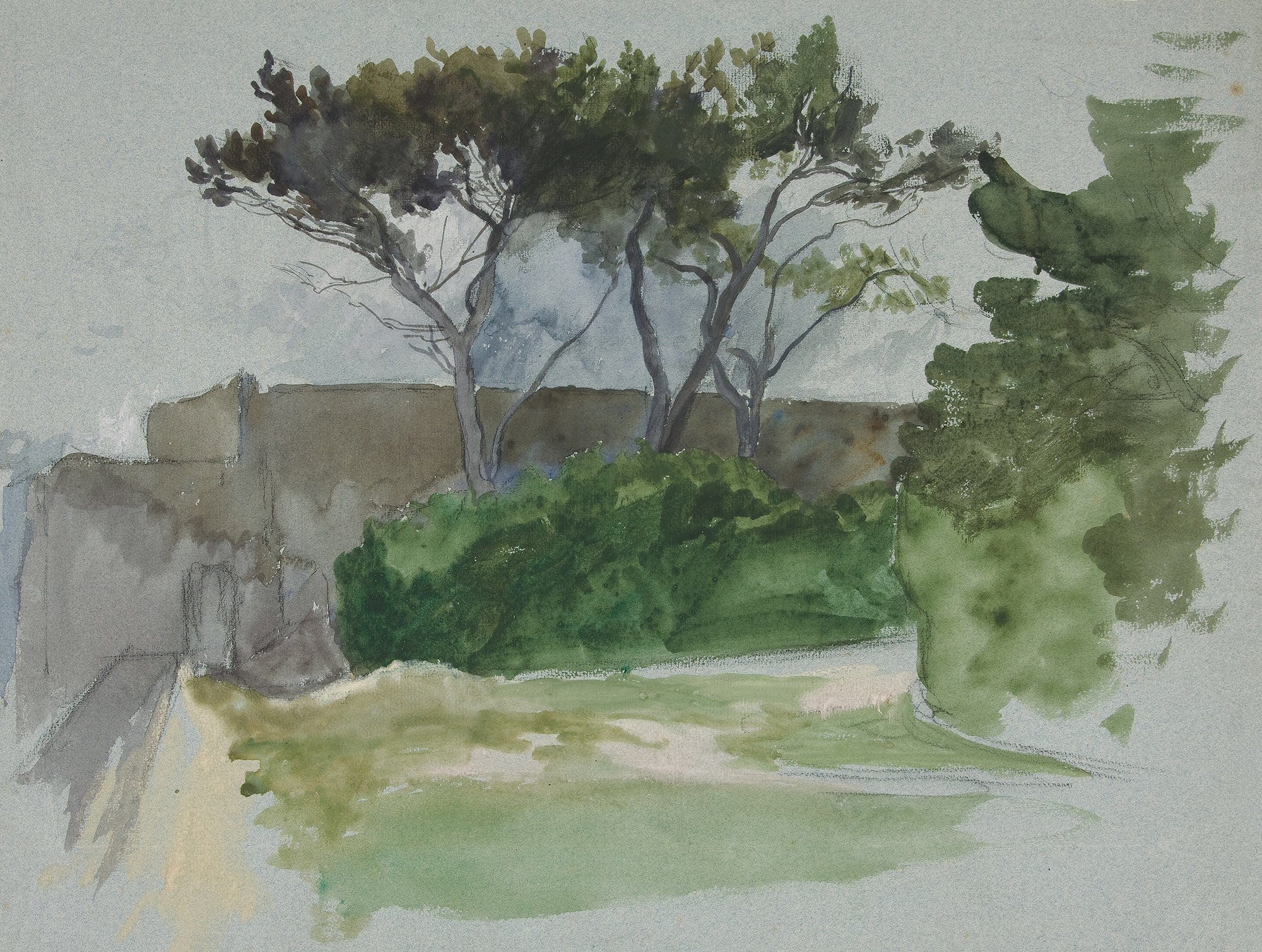 Study Of Landscape With Trees And Stone Wall by Edwin Austin Abbey - Image 2