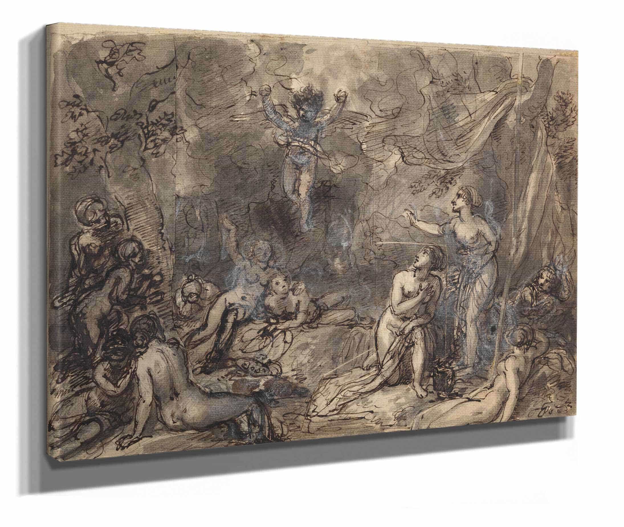 Study Of Nude Figures In A Wooded Area by Robert Smirke - Image 2