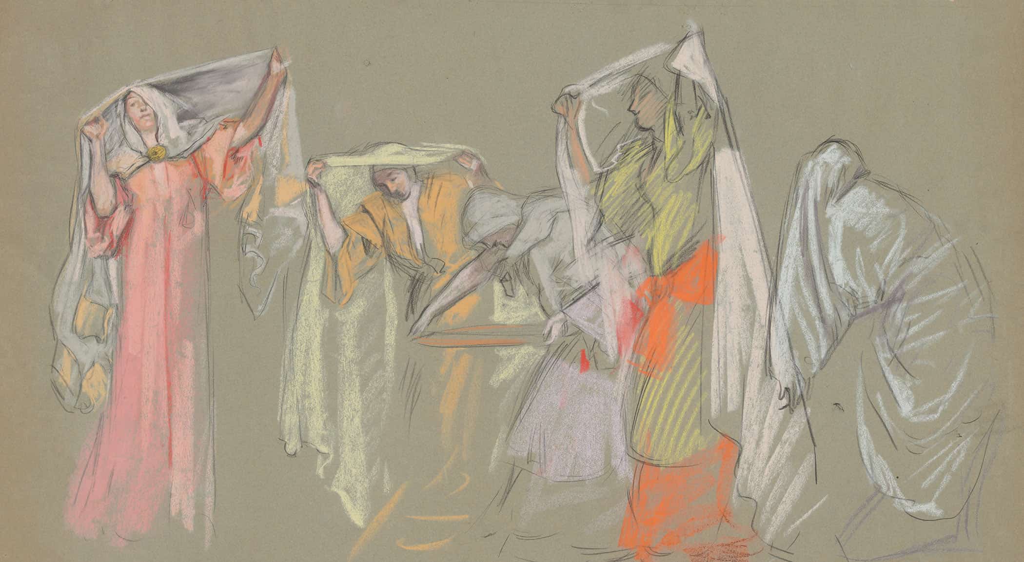 Study Of The Captive Virtues For The Castle Of The Maidens by Edwin Austin Abbey - Image 2