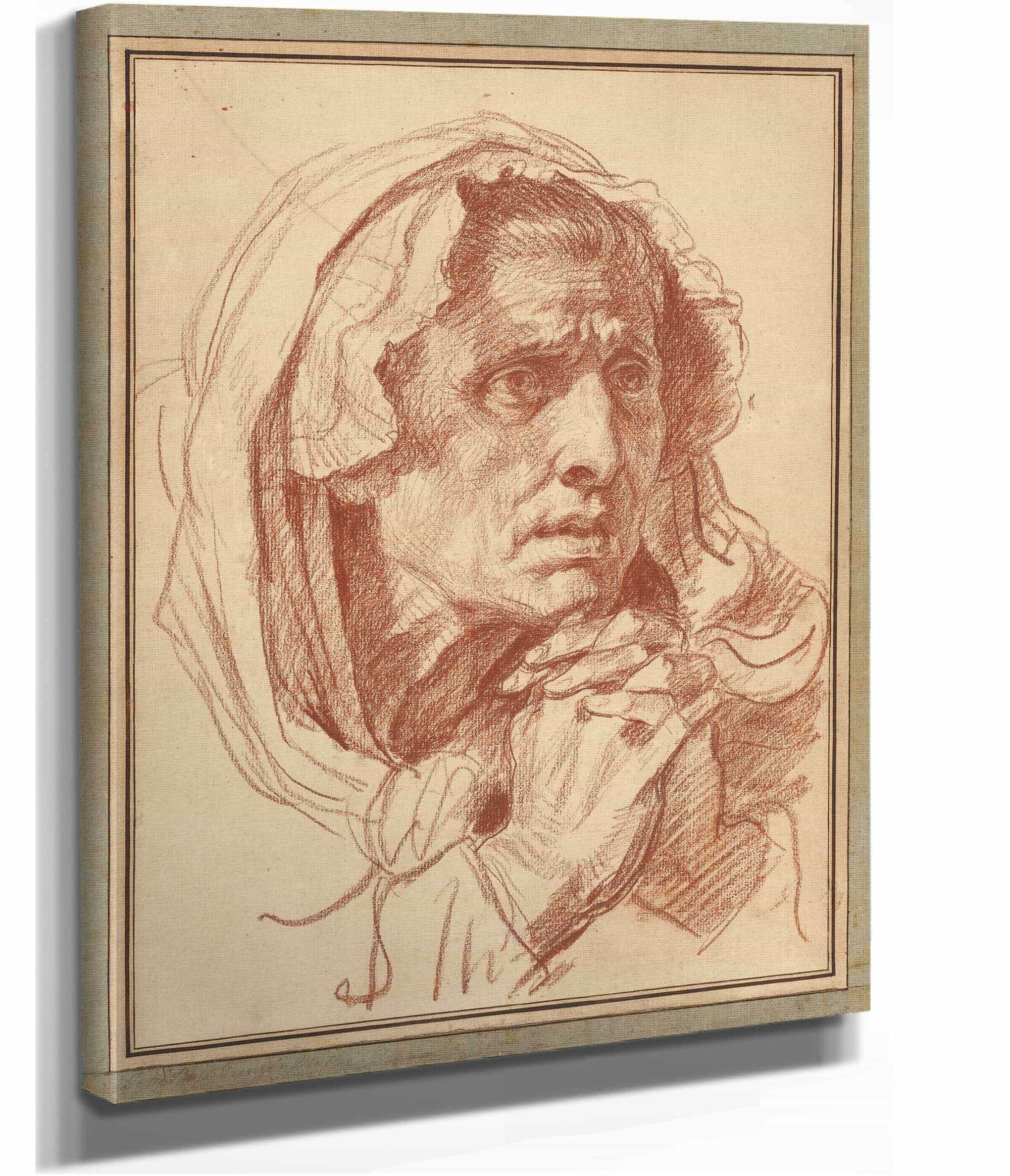 Study Of The Head Of An Old Woman by Jean Baptiste Greuze