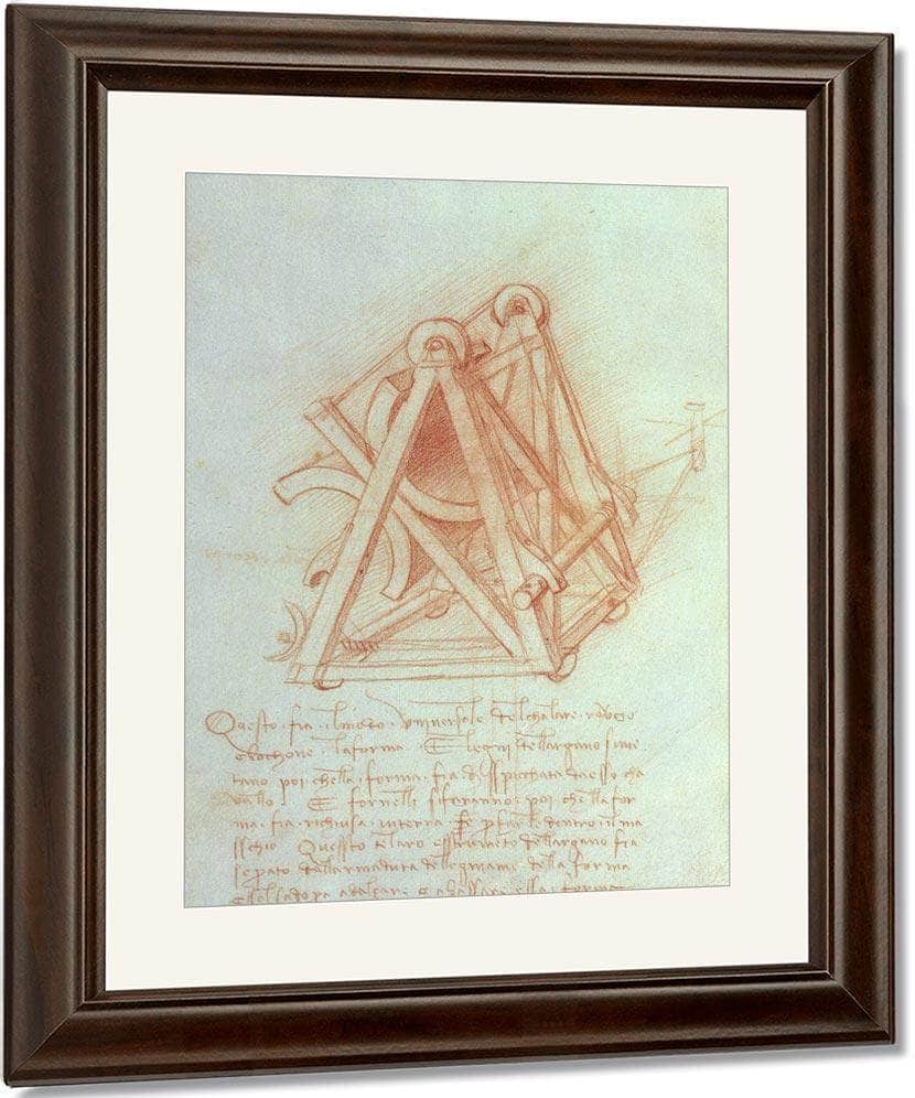 Study Of The Wooden Framework With Casting Mould For The Sforza Horse Fol. 154V From The Codex Madrid Ii C.1491 93 (Pen & Brown Ink On Paper) By Leonardo Da Vinci - Image 3
