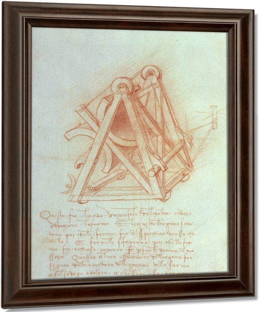 Study Of The Wooden Framework With Casting Mould For The Sforza Horse Fol. 154V From The Codex Madrid Ii C.1491 93 (Pen & Brown Ink On Paper) By Leonardo Da Vinci - Image 4