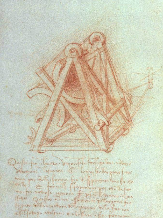 Study Of The Wooden Framework With Casting Mould For The Sforza Horse Fol. 154V From The Codex Madrid Ii C.1491 93 (Pen & Brown Ink On Paper) By Leonardo Da Vinci - Image 5