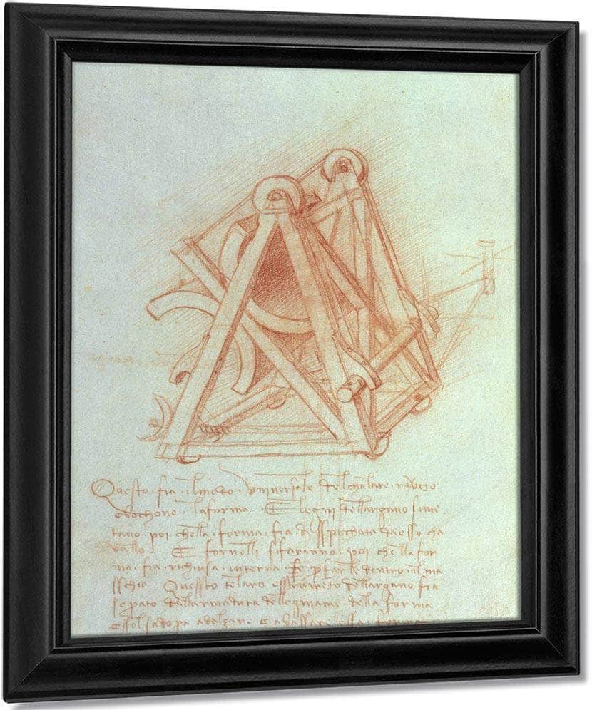 Study Of The Wooden Framework With Casting Mould For The Sforza Horse Fol. 154V From The Codex Madrid Ii C.1491 93 (Pen & Brown Ink On Paper) By Leonardo Da Vinci - Image 6