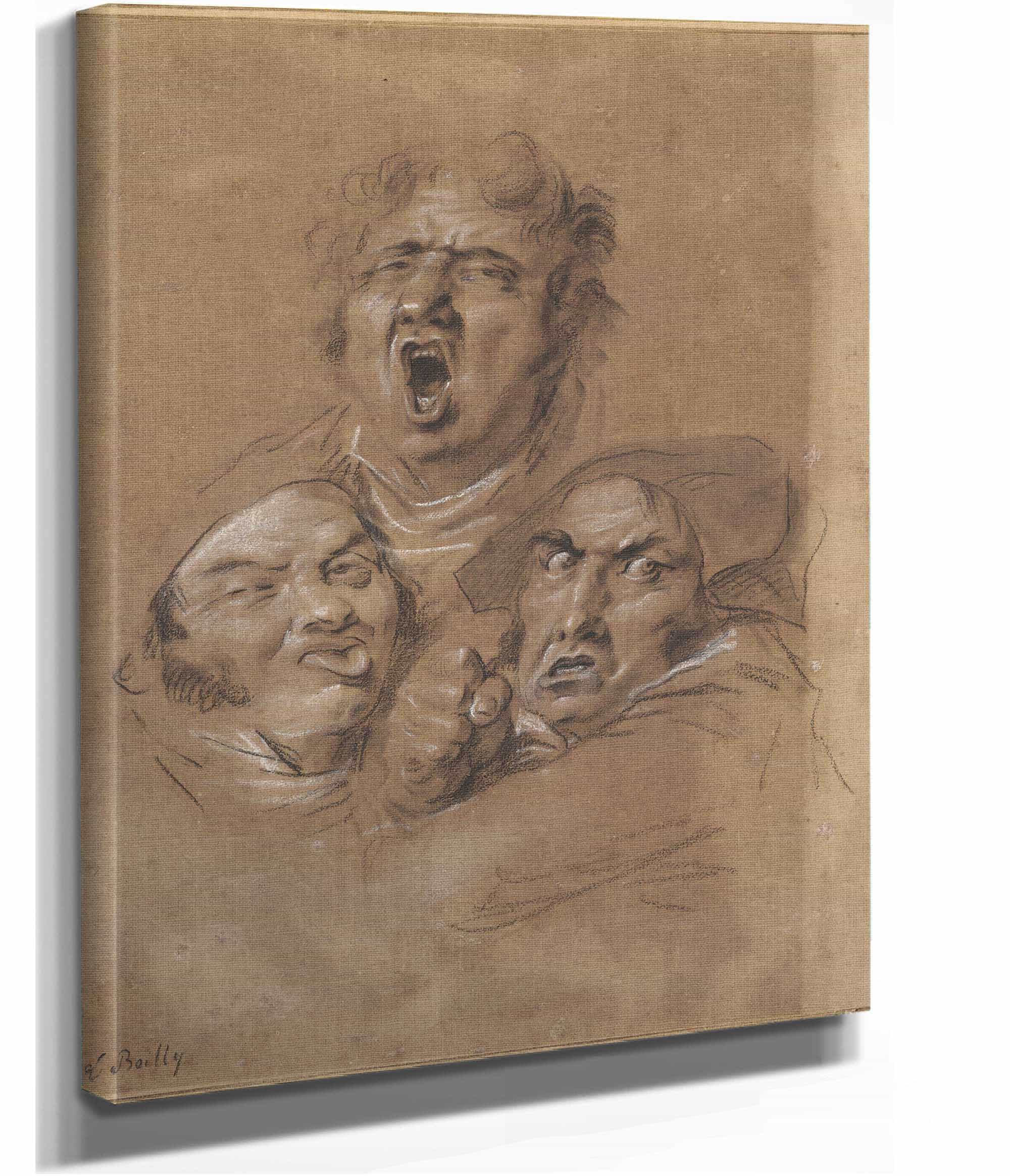 Study Of Three Heads by Louis Leopold Boilly - Image 2