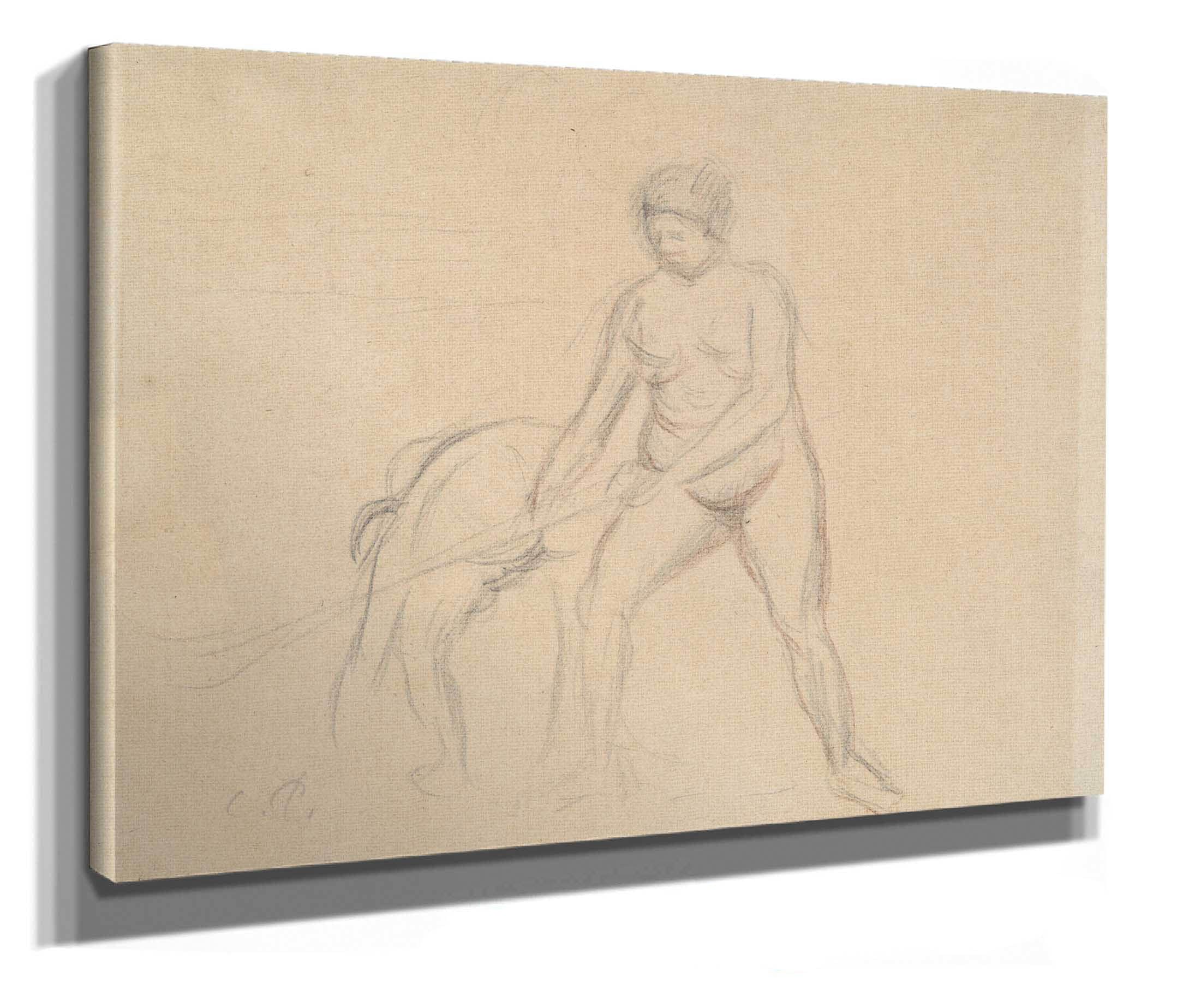 Study Of Two Female Figures Mid To Late Th Century by Camille Pissarro - Image 2