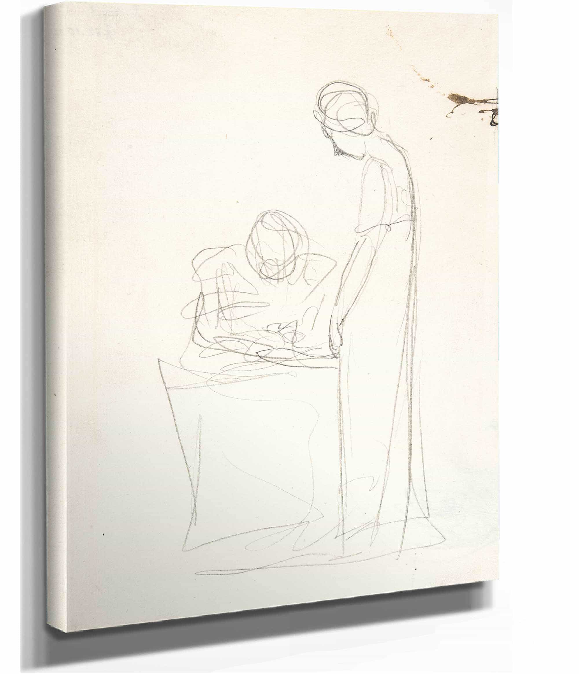 Study Of Two Figures One Seated The Other Standing by George Romney - Image 2