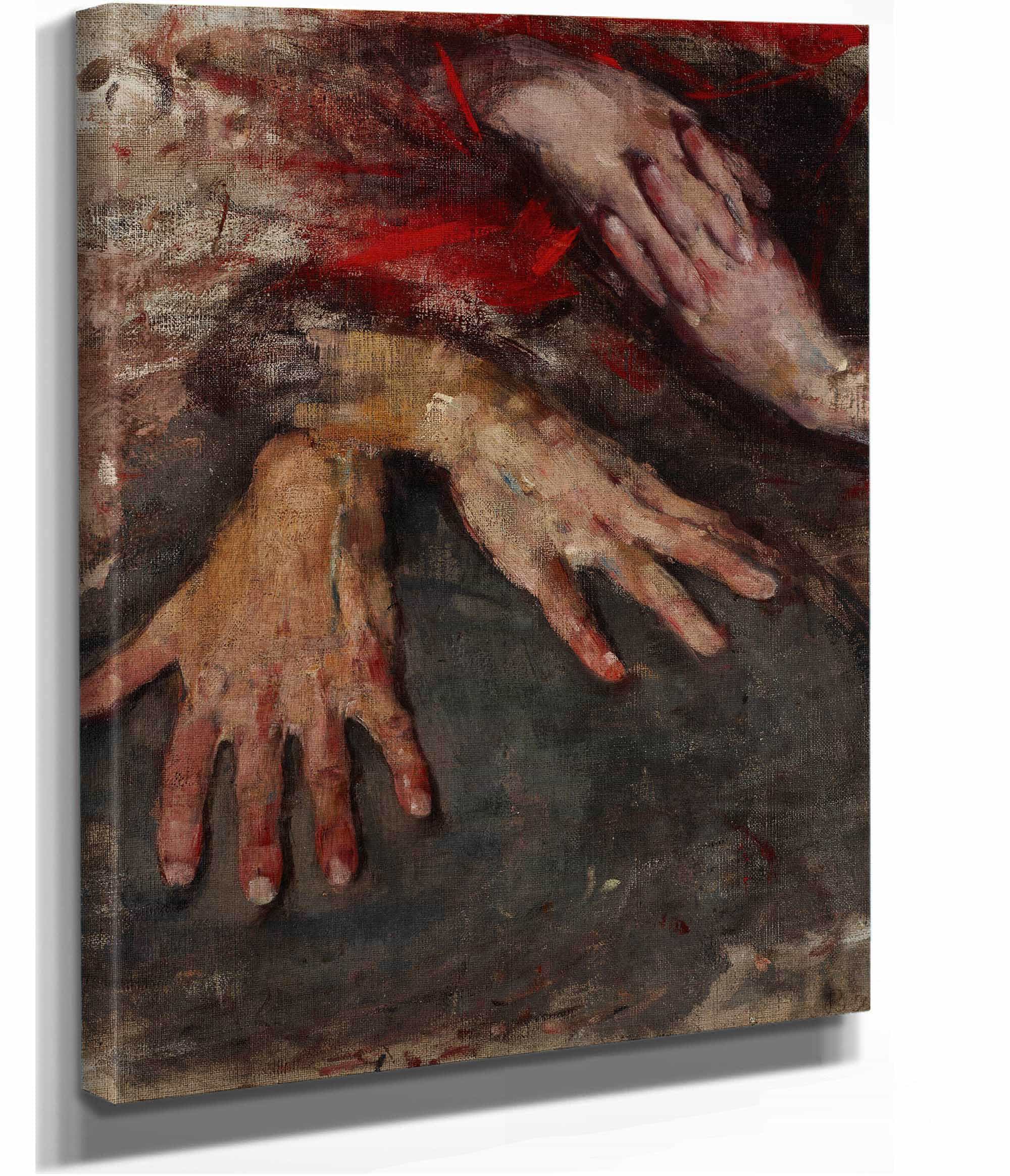 Study Of Two Pairs Of Hands by Olga Boznanska - Image 2