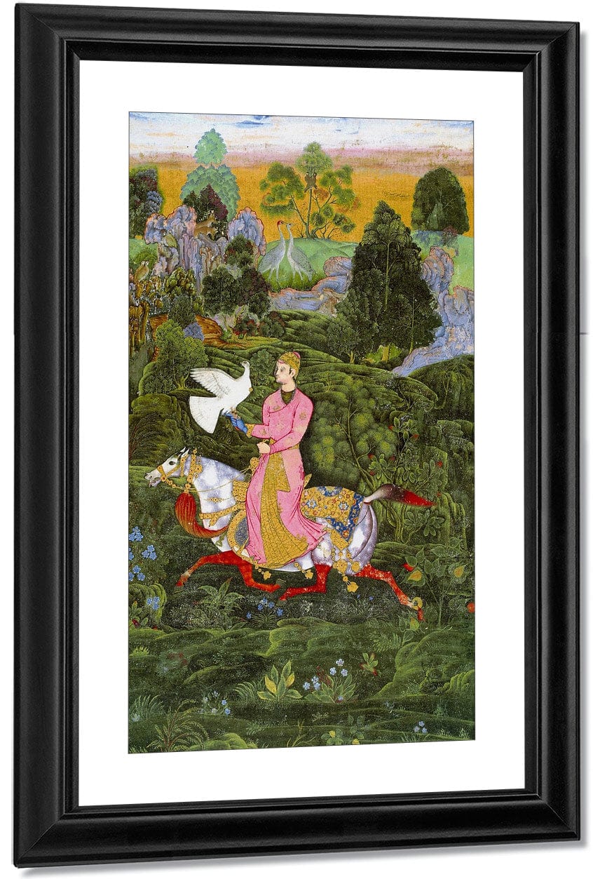 Sultan Ibrahim Adil Shah Ii Khan Hunting With A Hawk 1590 By Farrukh Beg - Image 3