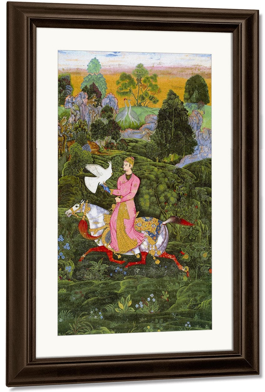 Sultan Ibrahim Adil Shah Ii Khan Hunting With A Hawk 1590 By Farrukh Beg - Image 4