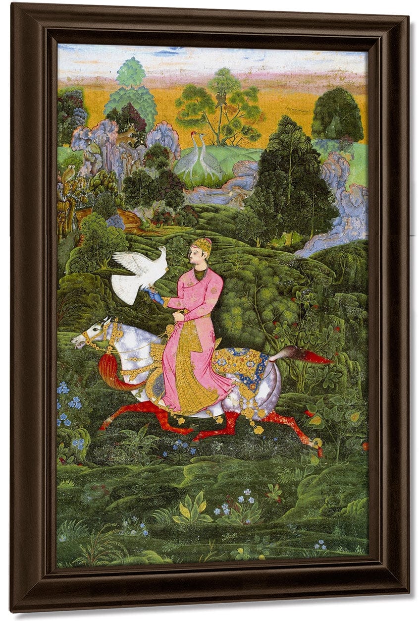 Sultan Ibrahim Adil Shah Ii Khan Hunting With A Hawk 1590 By Farrukh Beg - Image 5