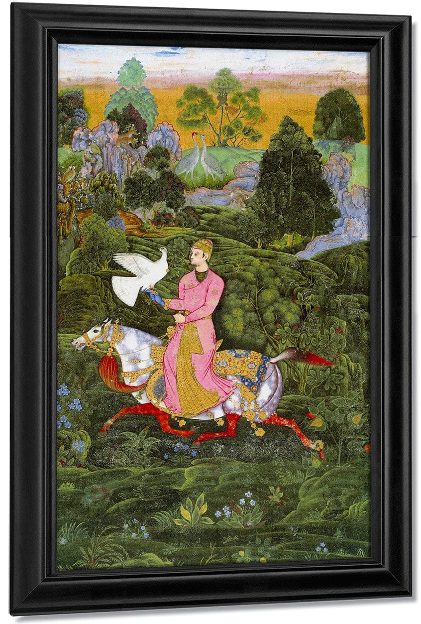 Sultan Ibrahim Adil Shah Ii Khan Hunting With A Hawk 1590 By Farrukh Beg - Image 7