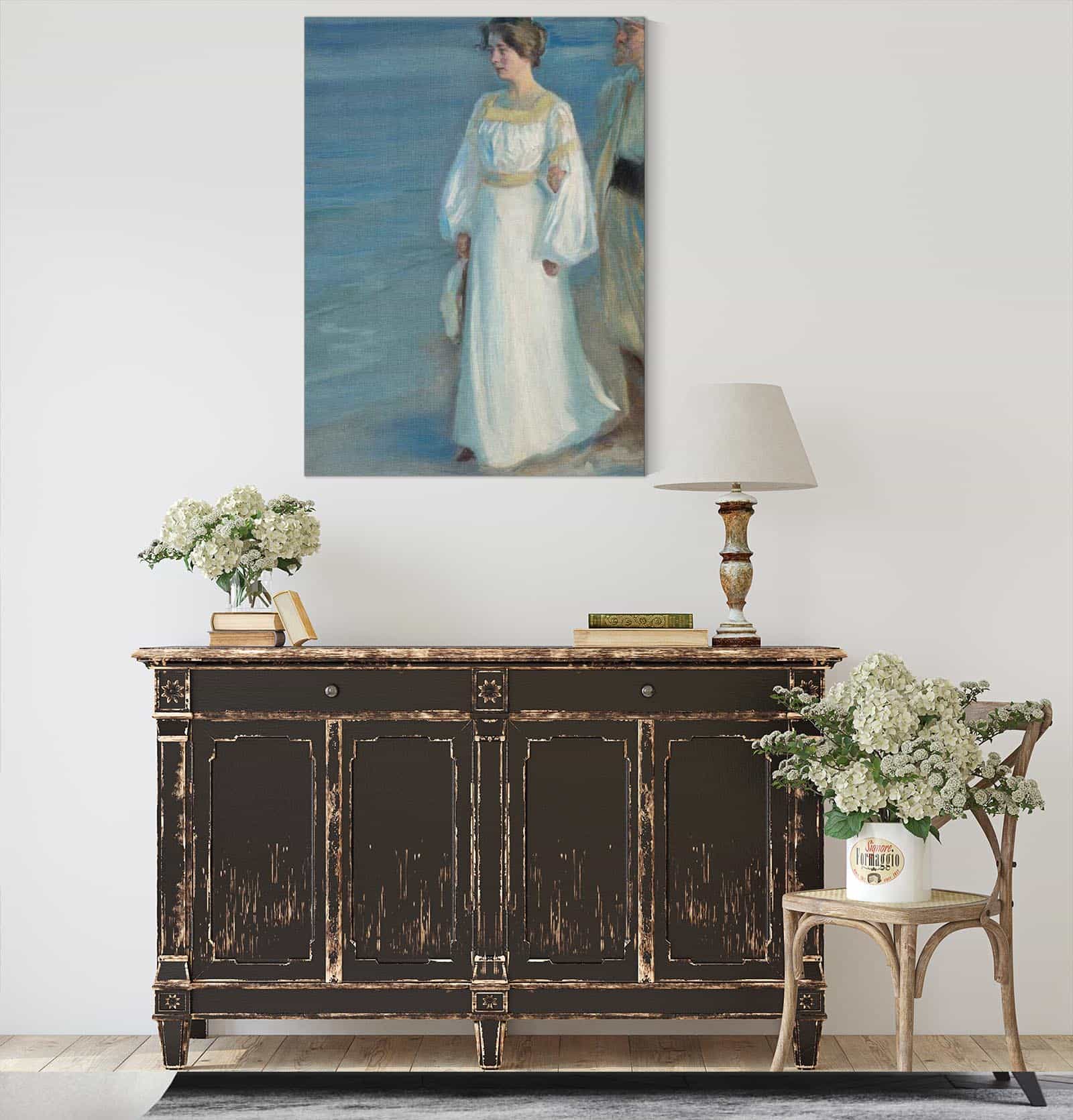 Summer Evening On Skagen Beach Portrait Of The Artists Wife by Peder Severin Kroyer - Image 4