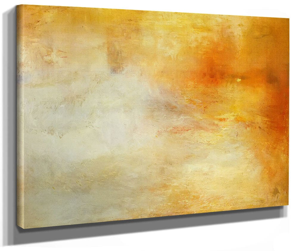 Sun Setting Over A Lake By Jwm Turner