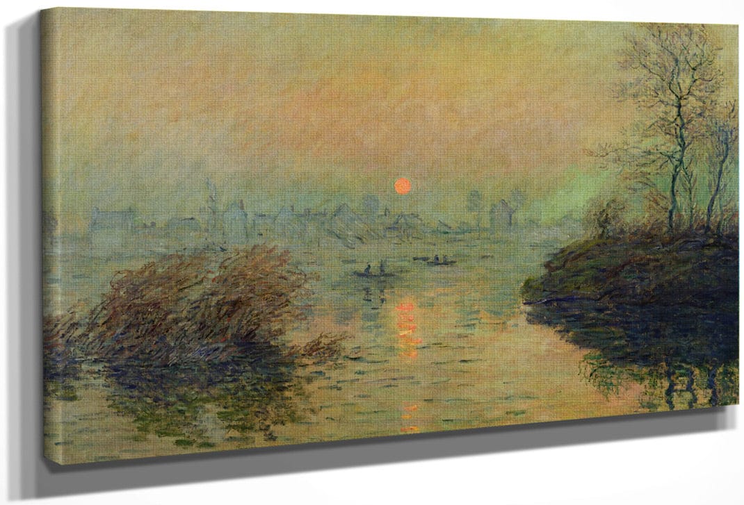 Sun Setting Over The Seine At Lavacourt. Winter Effect By Claude Monet