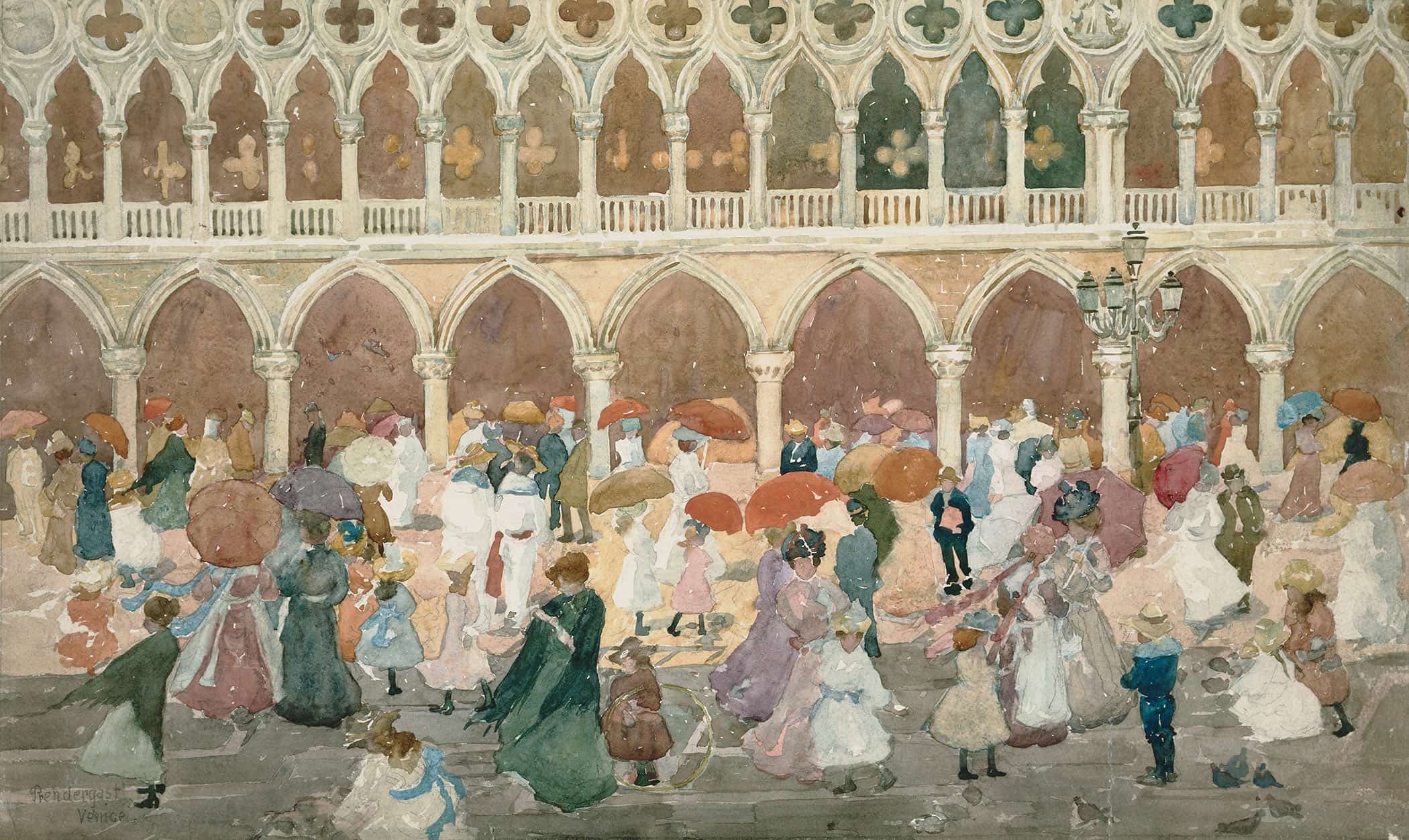 Sunlight On The Piazzetta Between And by Maurice Prendergast - Image 2