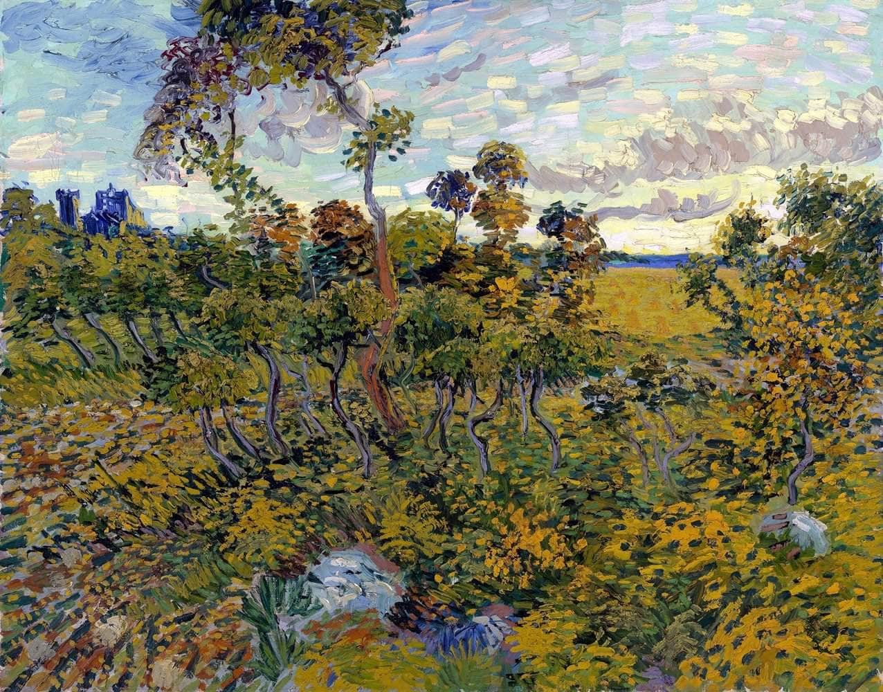 Sunset At Montmajour Painting Vincent Van Gogh Canvas Art - Image 5