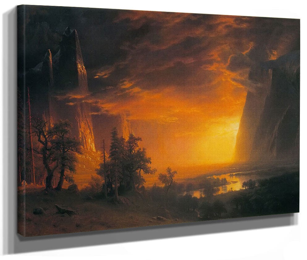 Sunset By In By The By Yosemite By Valley By Albert By Bierstadt