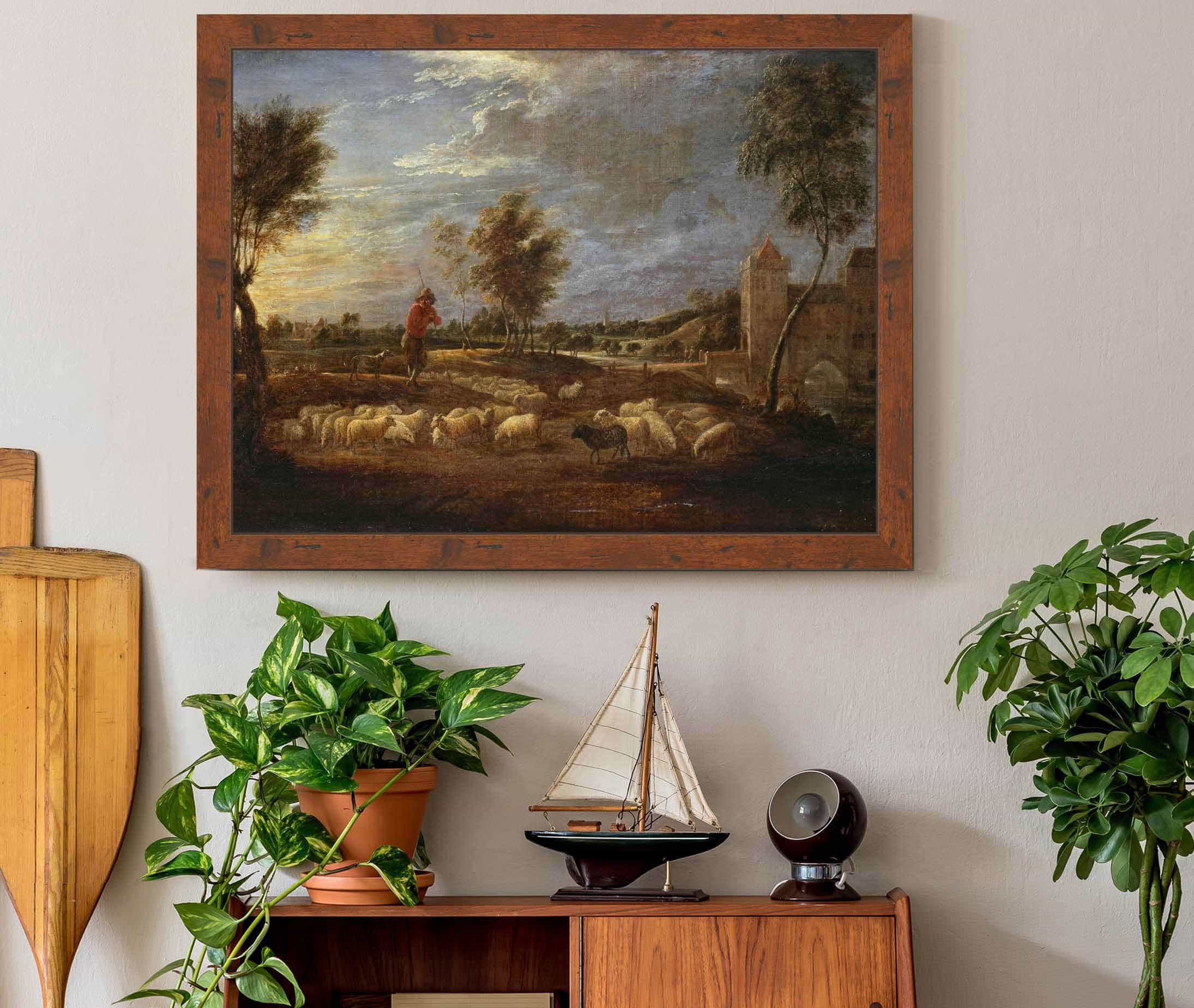 Sunset Landscape With A Shepherd And His Flock by David Teniers The Younger - Image 3