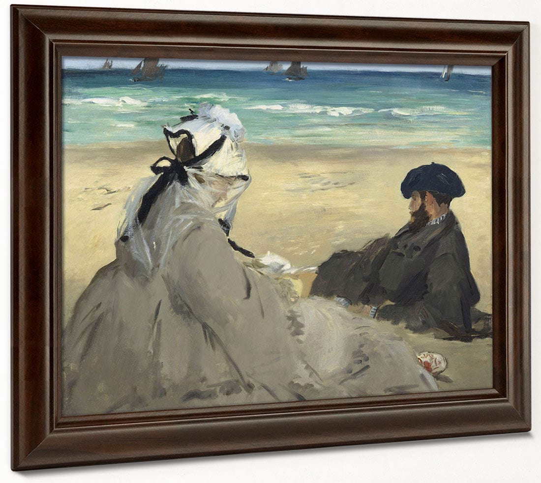 Sur La Plage Ete 1873 Mme Edouard Manet (1830 1906) Et Eugene Manet (1833 1892), Femme Et Frere De L'artiste A Berck Sur Mer By Edouard Manet - Image 4
