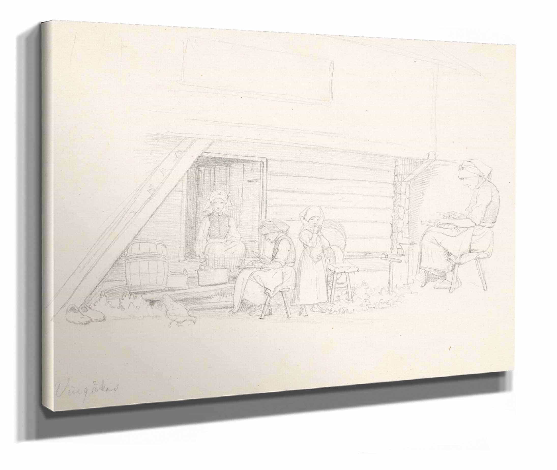 Svensk Kone Og Tre Born Uden For Et Hus I Vingaker by Wilhelm Marstrand - Image 2