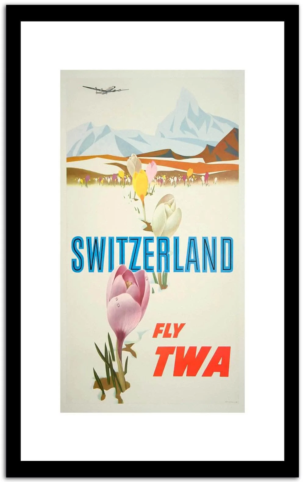 Switzerland Fly Twa Vintage Poster