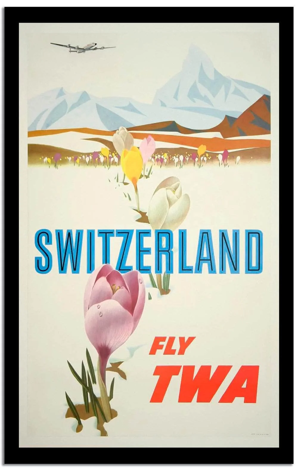 Switzerland Fly Twa Vintage Poster - Image 2