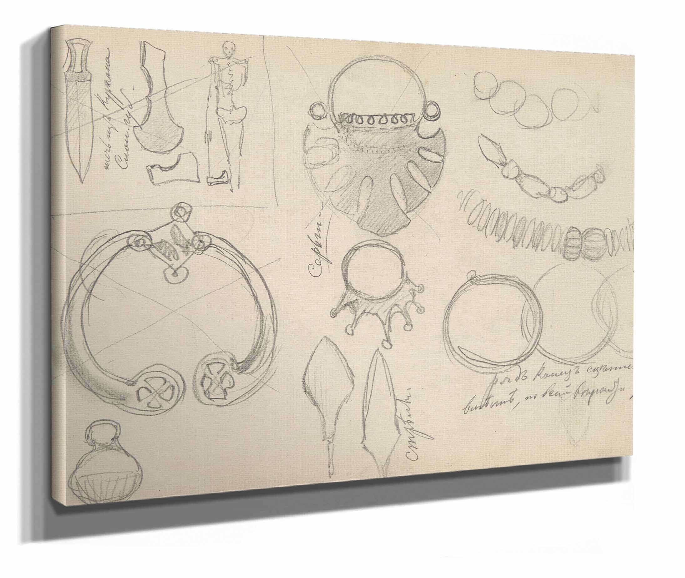 Szkice Ozdob Oraz Broni Do Obrazu Pogrzeb Wodza Rusow by Henryk Siemiradzki - Image 2