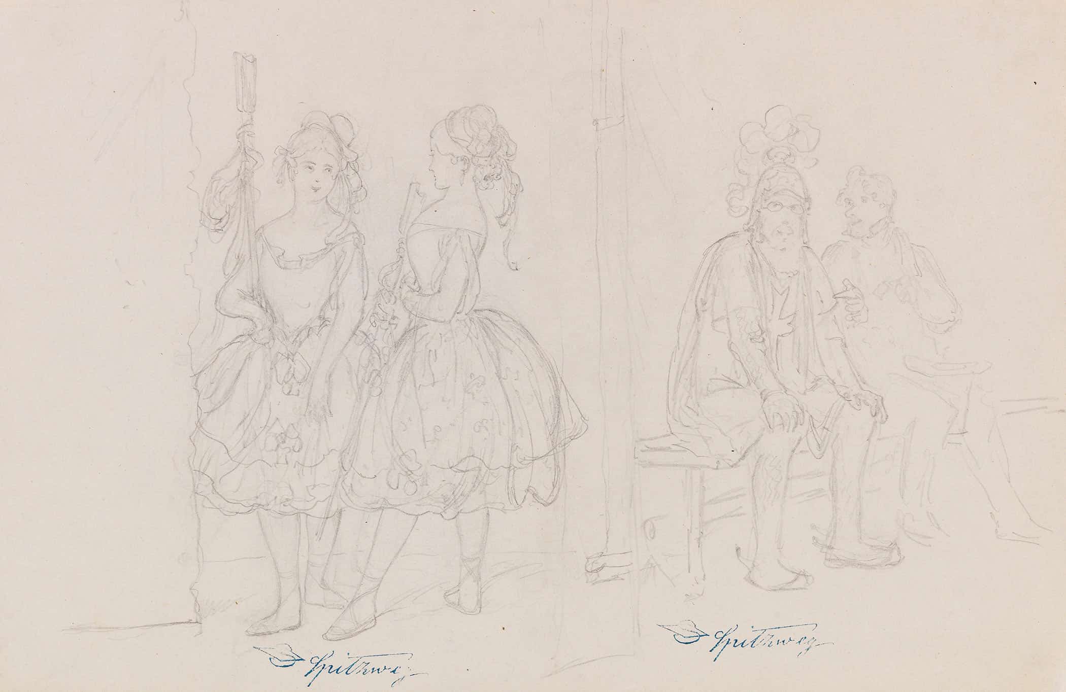 Tanzerinnen Hinter Den Kulissen by Carl Spitzweg - Image 2