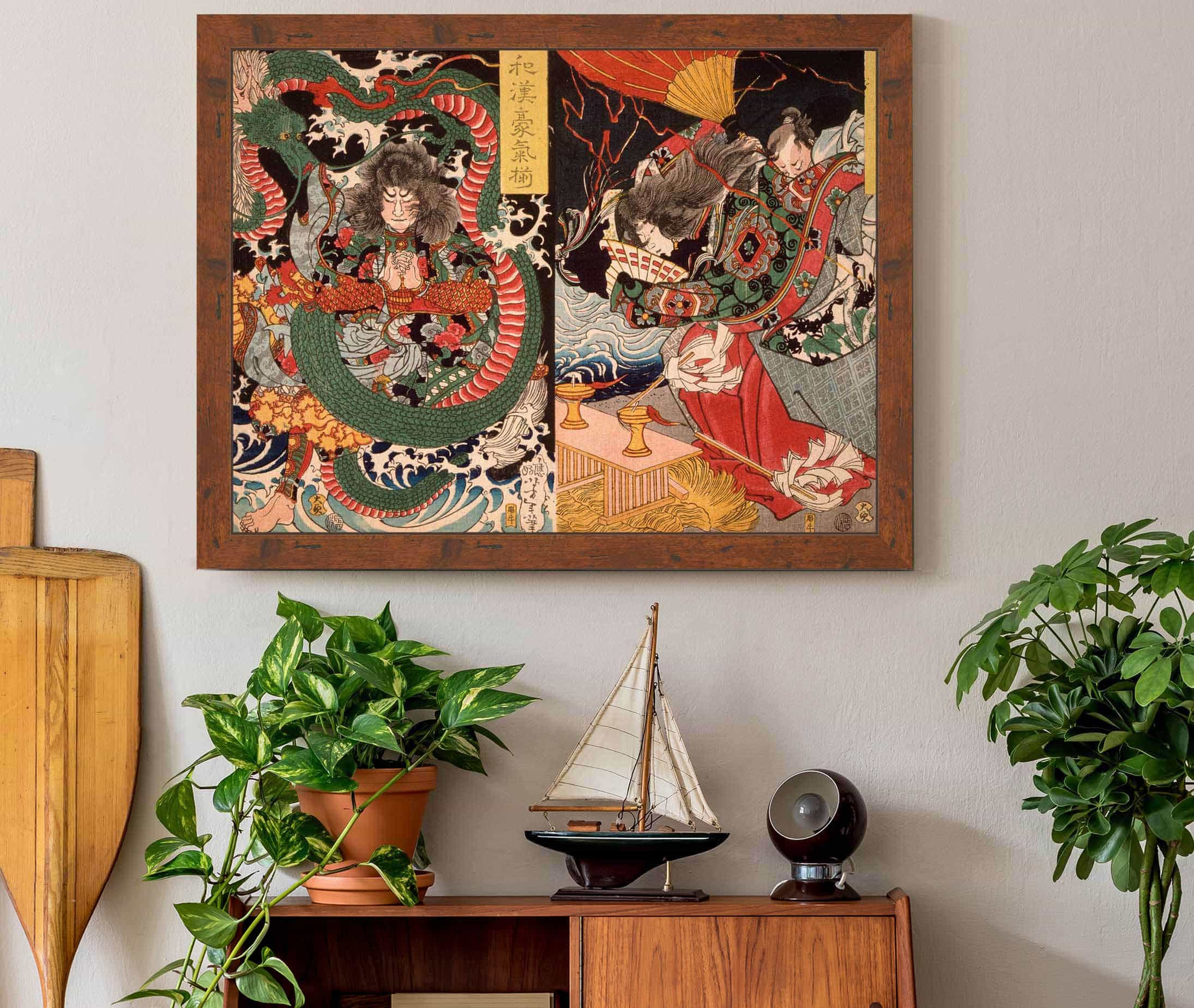 Tawaraya Toda And A Dragon Ono No Komachi Praying For Rain by Tsukioka Yoshitoshi - Image 3
