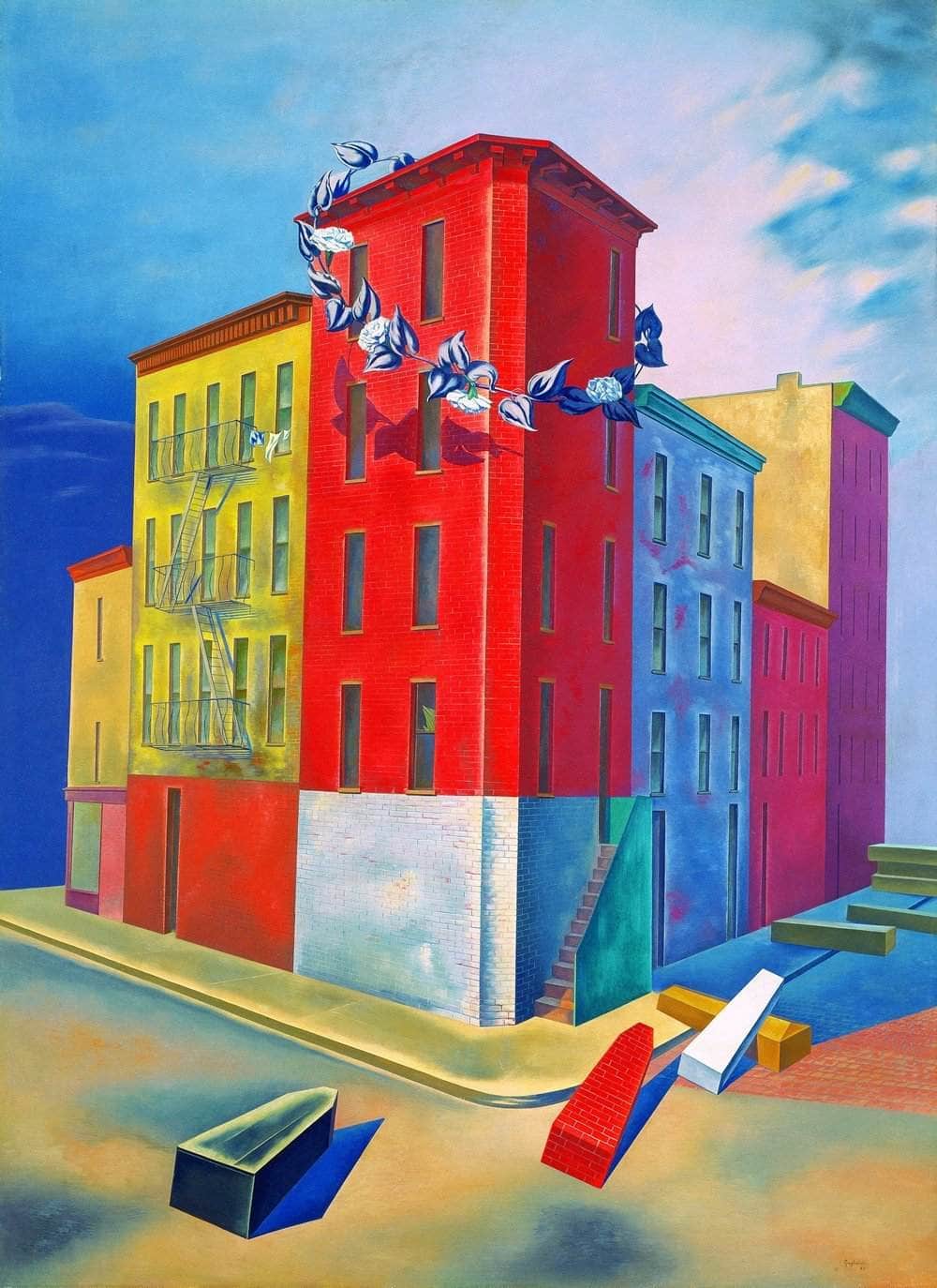 Tenements Painting Osvaldo Louis Guglielmi Canvas Art - Image 5