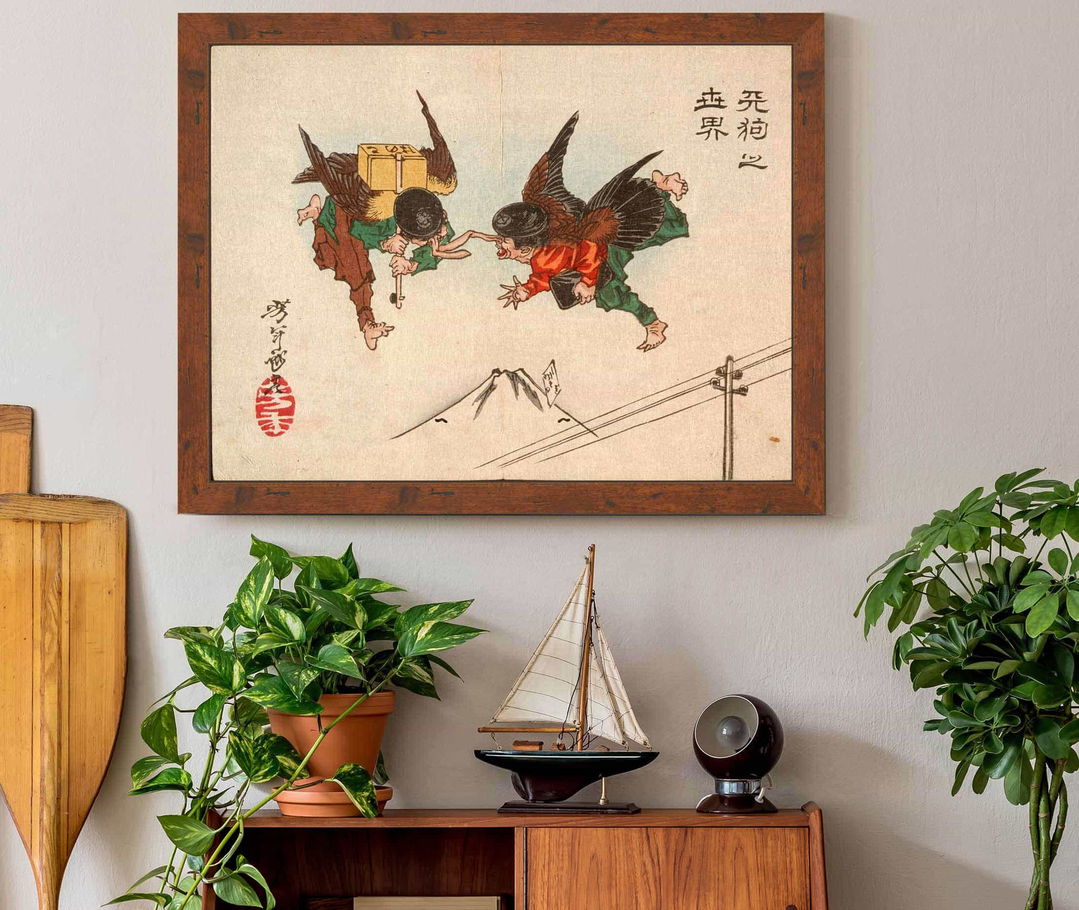 Tengu Messengers Colliding In Midair by Tsukioka Yoshitoshi - Image 3