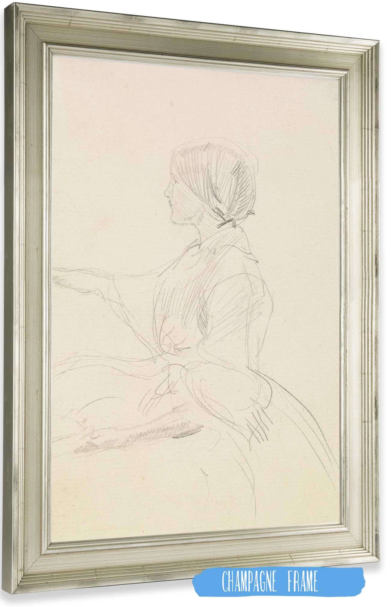 Tennysons The Grandmothers Apology Girl Seated On Floor by Sir John Everett Millais