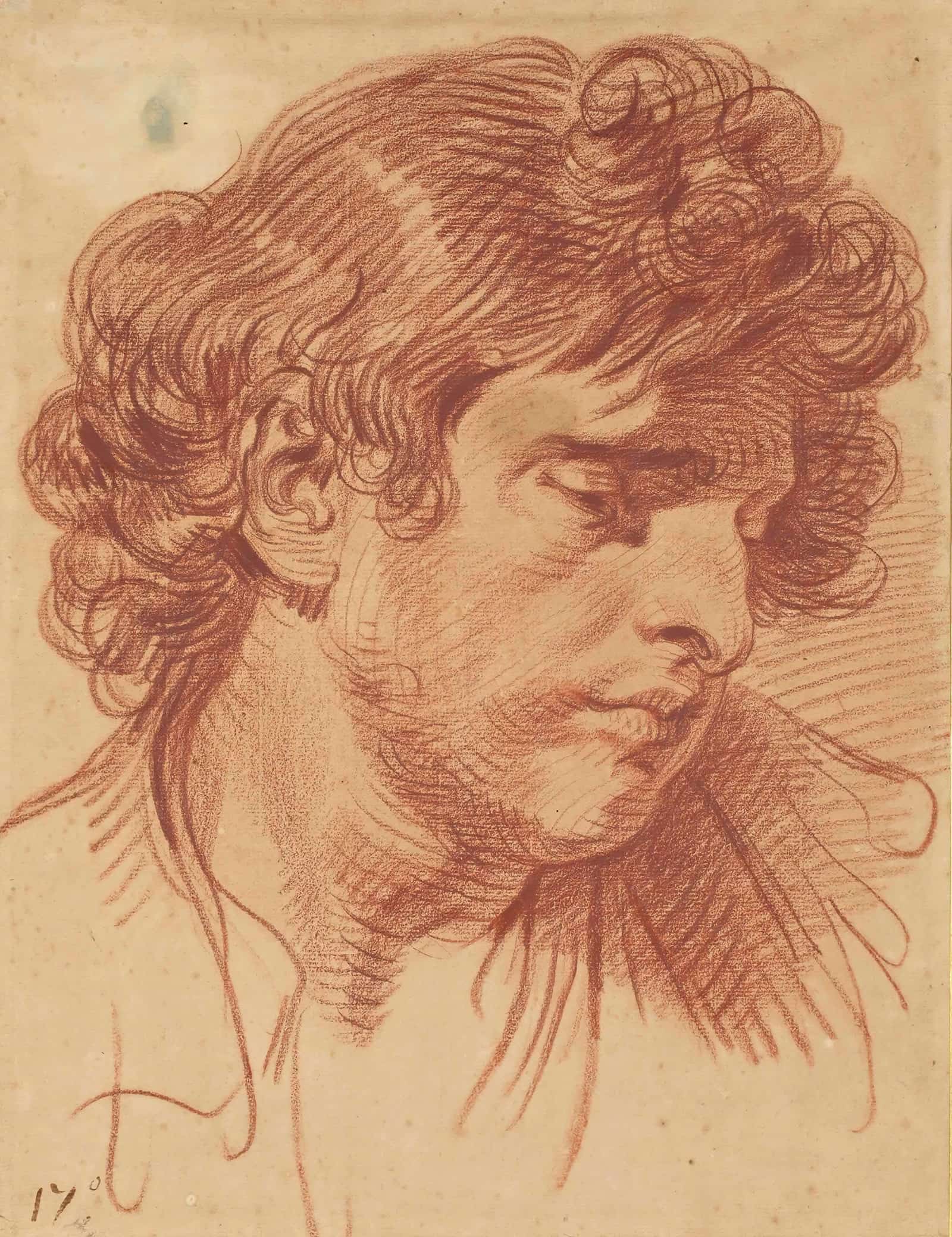 Tete Dhomme Aux Cheveux Boucles by Jean Baptiste Greuze - Image 2