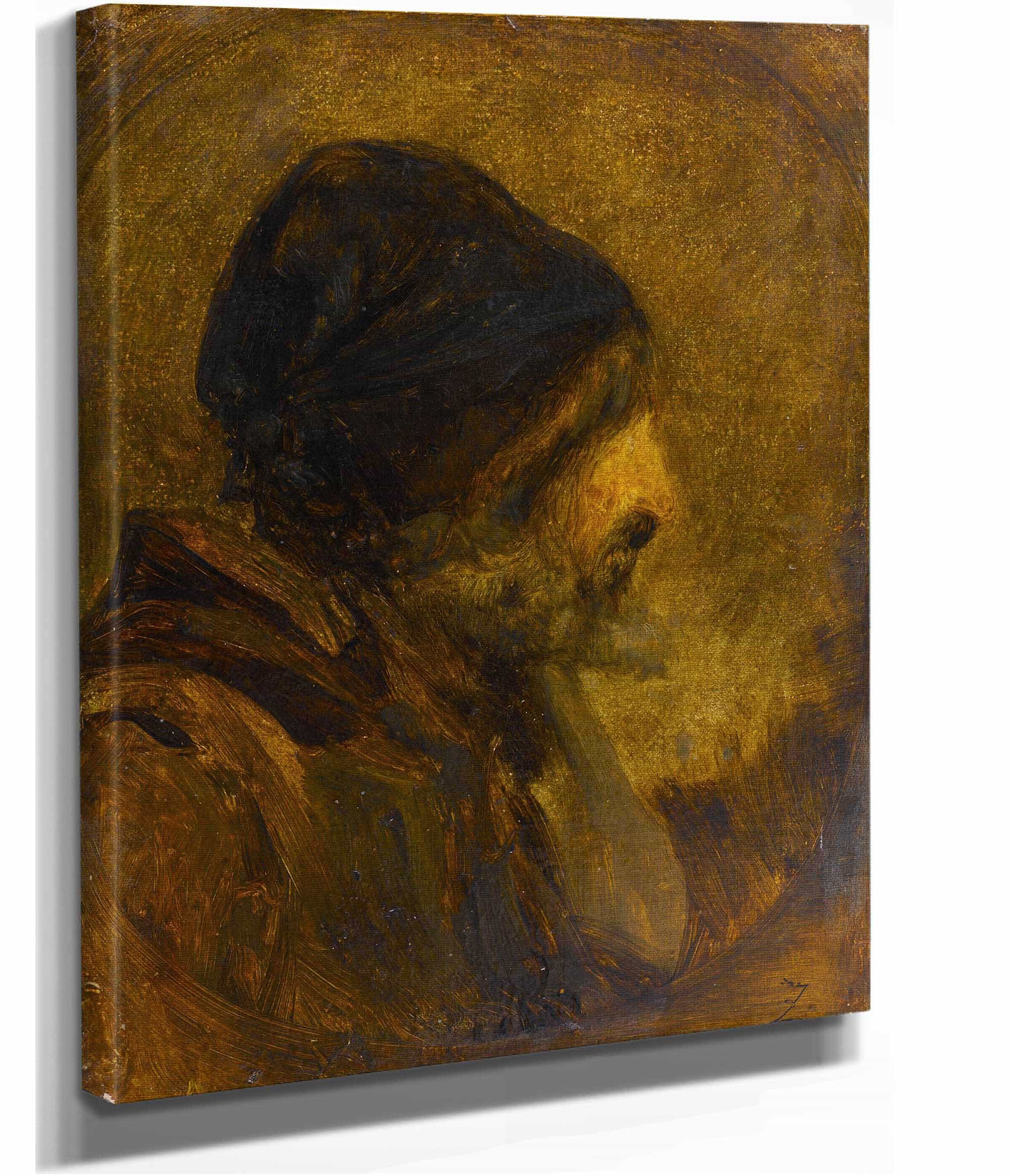 Tete Dhomme Dapres Rembrandt by Felix Ziem - Image 2